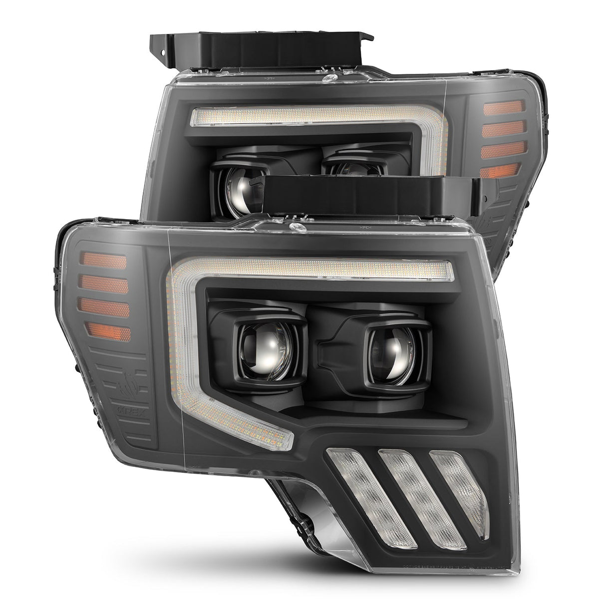 09-14 Ford F-150 PRO-Series Halogen Projector Headlights Black - Apollo Off-Road