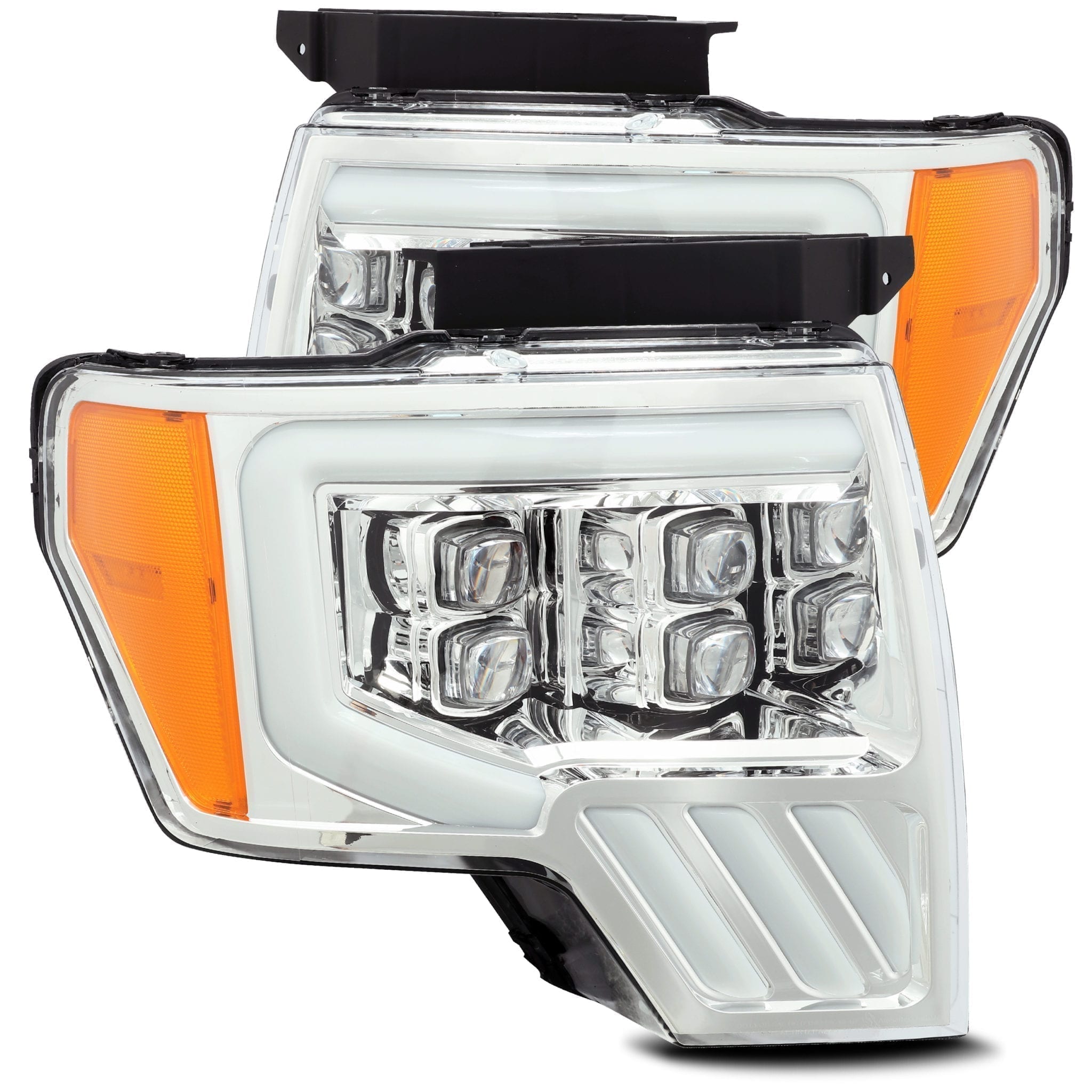 09-14 Ford F150 NOVA-Series LED Projector Headlights Plank Style Design Chrome - Apollo Off-Road
