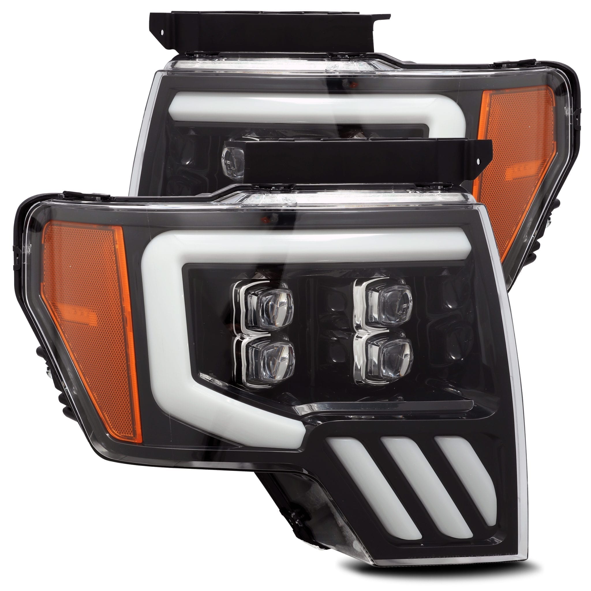 09-14 Ford F150 NOVA-Series LED Projector Headlights Plank Style Design Gloss Black - Apollo Off-Road