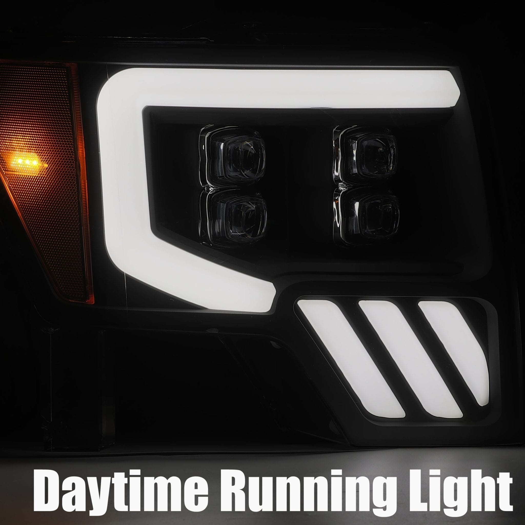 09-14 Ford F150 NOVA-Series LED Projector Headlights Plank Style Design Gloss Black - Apollo Off-Road