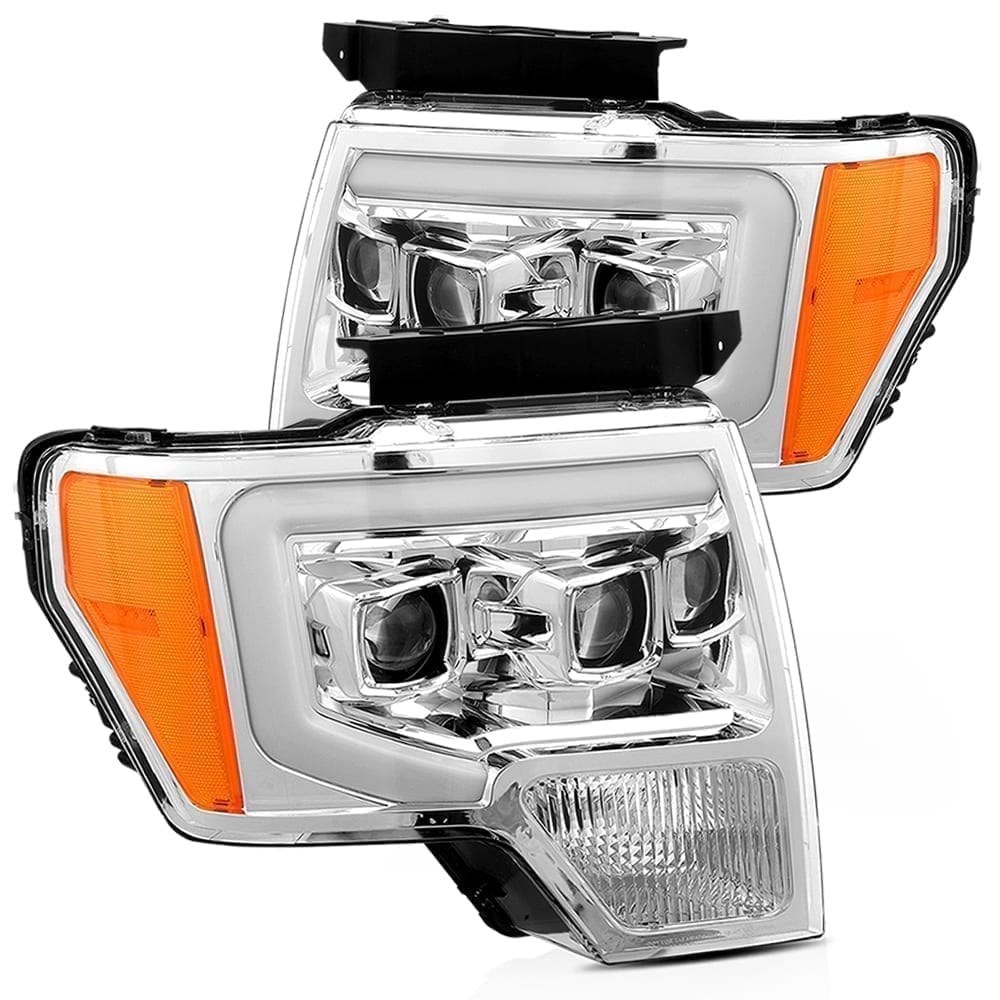 09-14 Ford F150 PRO-Series Projector Headlights Plank Style Design Chrome - Apollo Off-Road