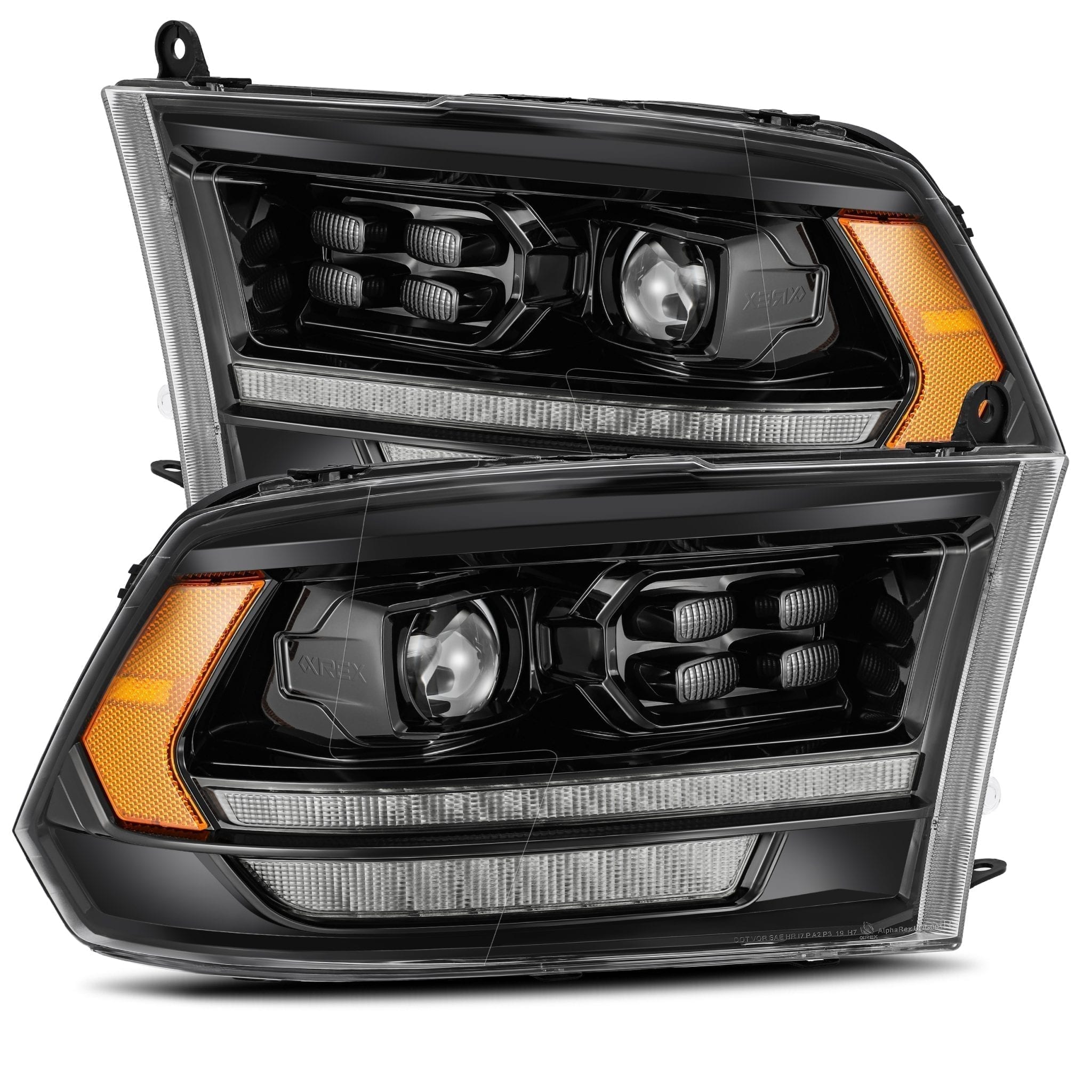 09-18 Dodge Ram LUXX-Series LED Projector Headlights in Alpha- Black - Apollo Off-Road