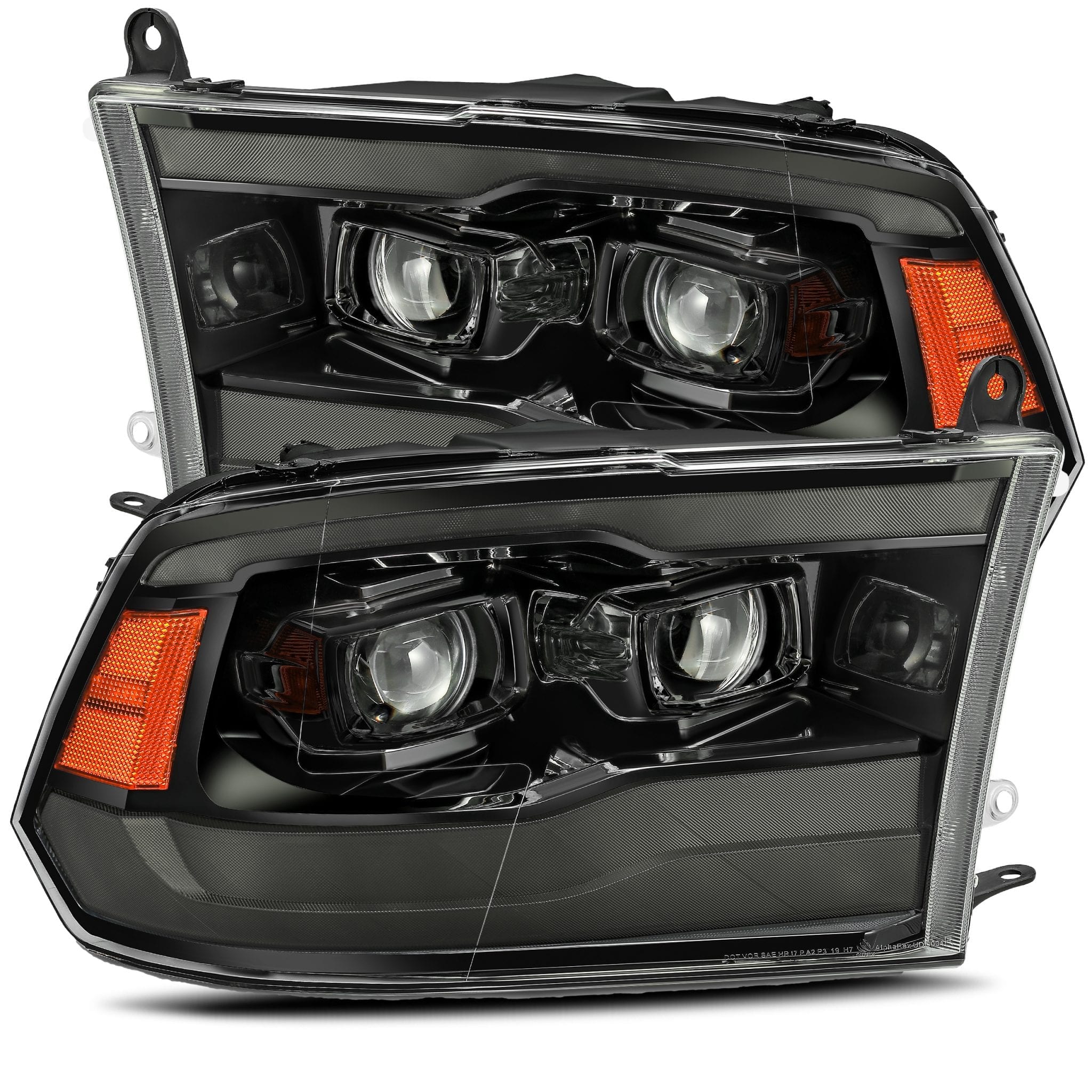 09-18 Dodge Ram LUXX-Series LED Projector Headlights in Alpha-Black - Apollo Off-Road