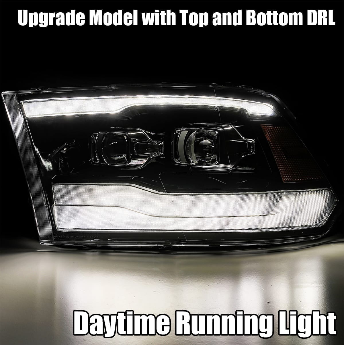 09-18 Dodge Ram LUXX-Series LED Projector Headlights in Black - Apollo Off-Road