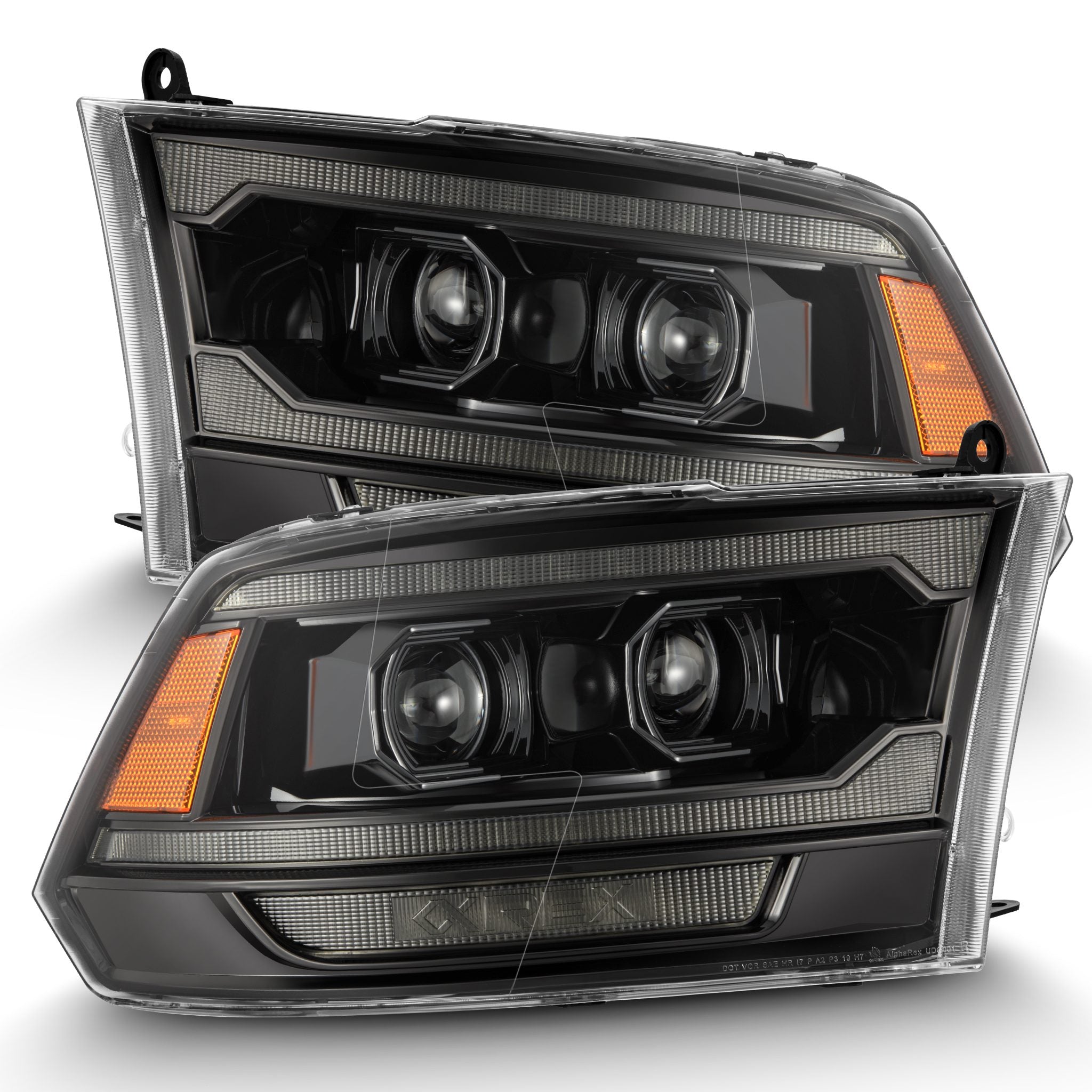 09-18 Dodge Ram LUXX-Series Projector Headlights Alpha- Black - Apollo Off-Road