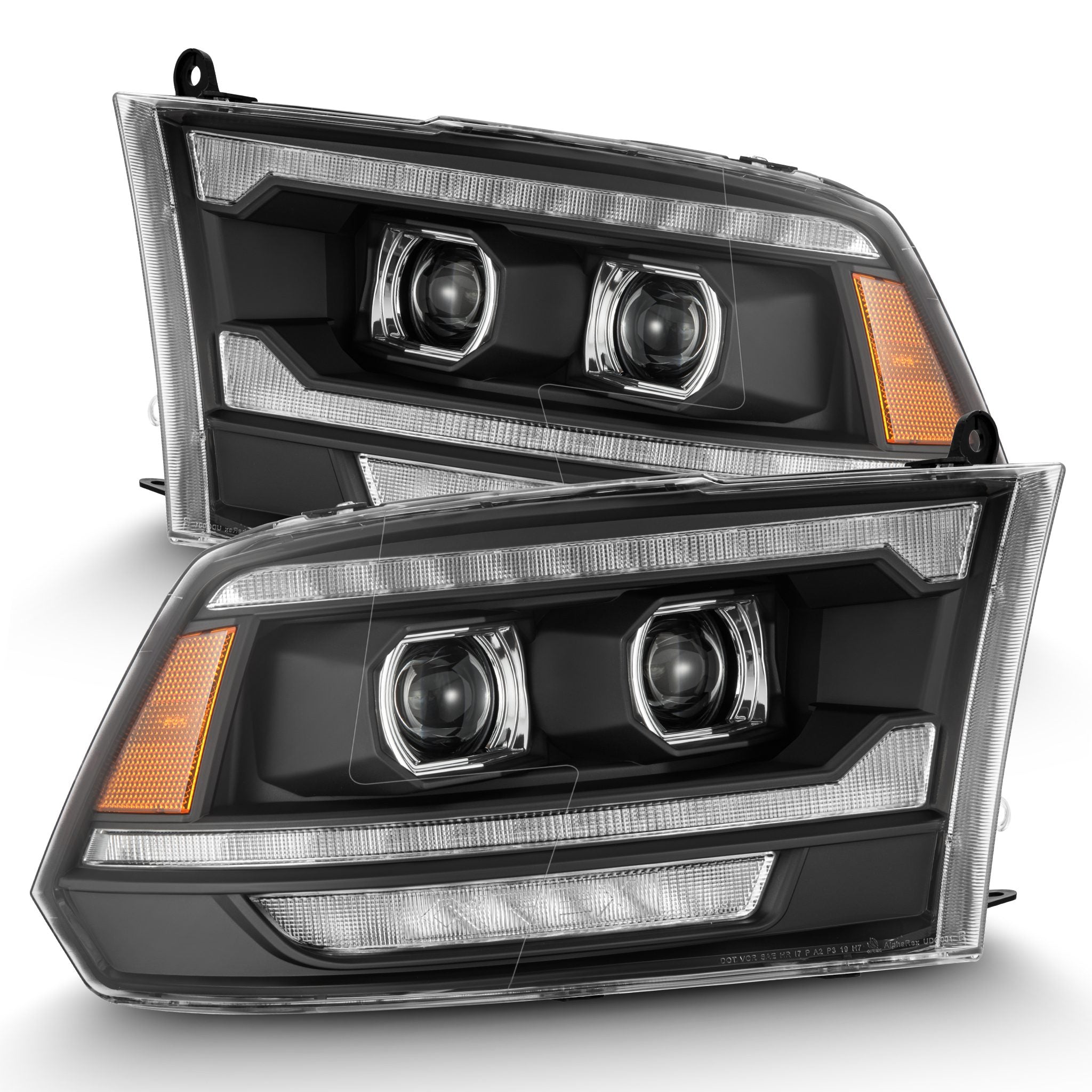 09-18 Dodge Ram LUXX-Series Projector Headlights Black - Apollo Off-Road