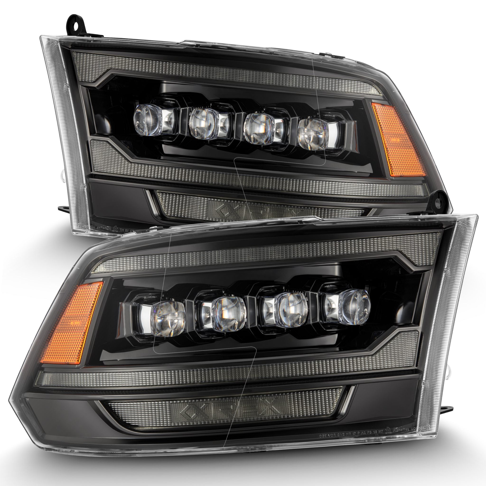 09-18 Dodge Ram NOVA-Series LED Projector Headlights in Alpha-Black - Apollo Off-Road