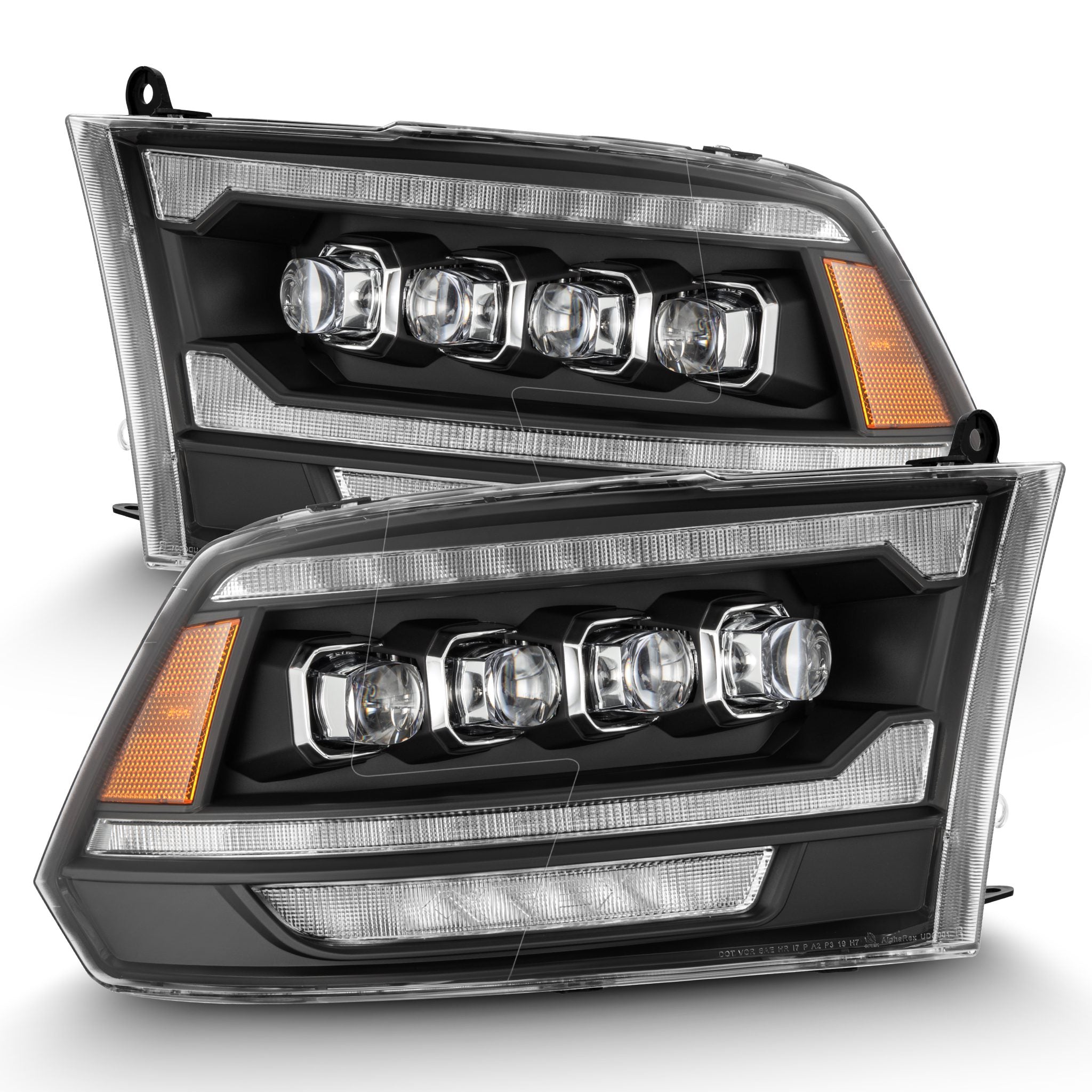 09-18 Dodge Ram NOVA-Series LED Projector Headlights in Black - Apollo Off-Road