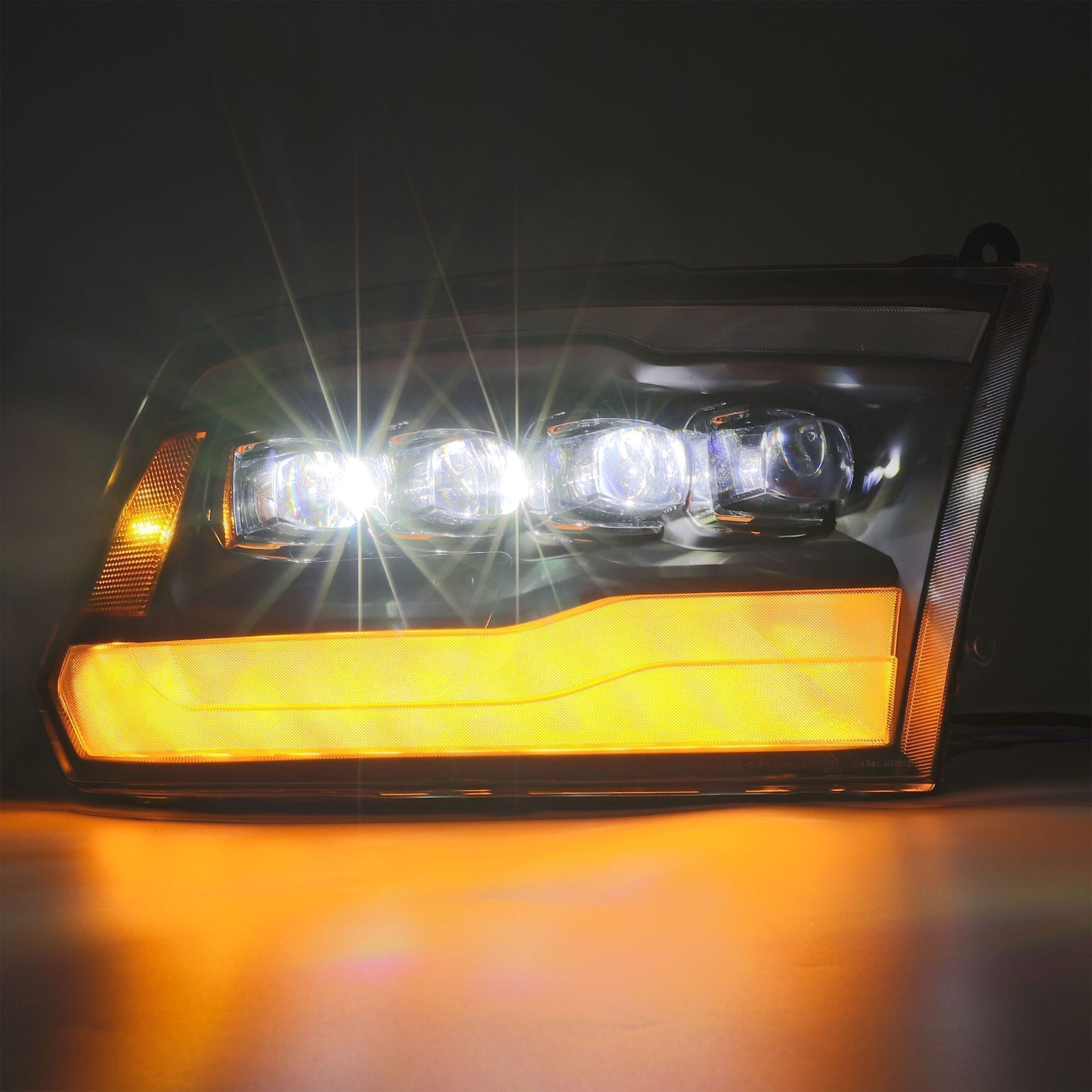 09-18 Ram Truck NOVA-Series LED Projector Headlights Plank Style Design Gloss Black - Apollo Off-Road