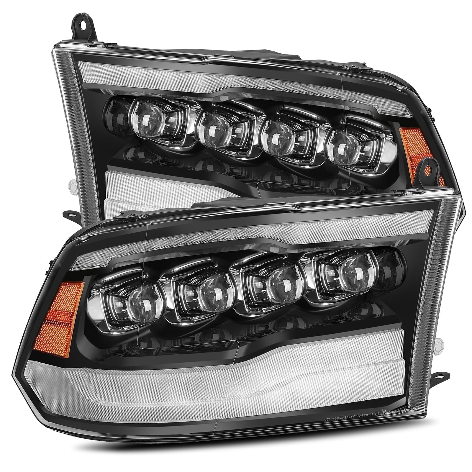 09-18 Ram Truck NOVA-Series LED Projector Headlights Plank Style Design Gloss Black - Apollo Off-Road