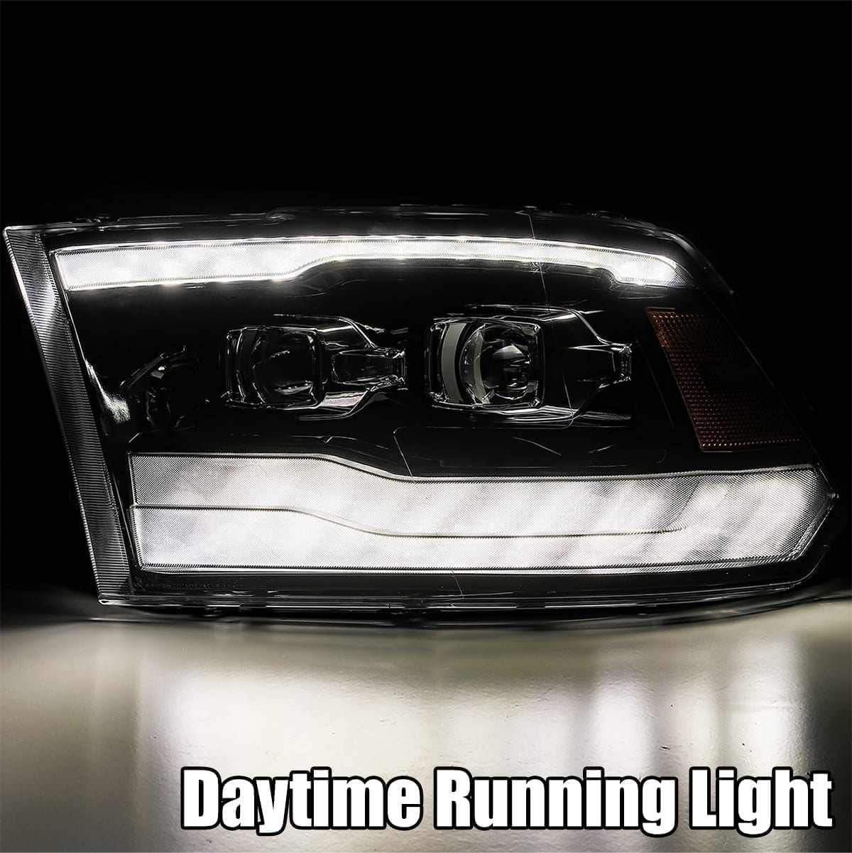 09-18 Ram Truck PRO-Series Projector Headlights Plank Style Design Black - Apollo Off-Road