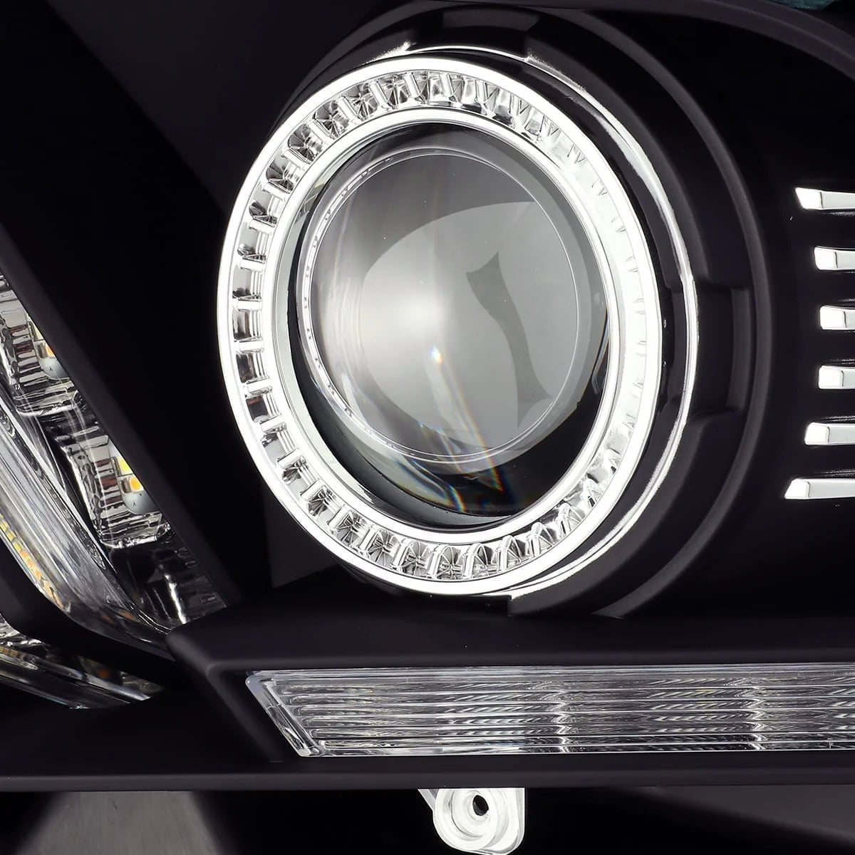 10-12 Ford Mustang LUXX-Series LED Projector Headlights in Black - Apollo Off-Road