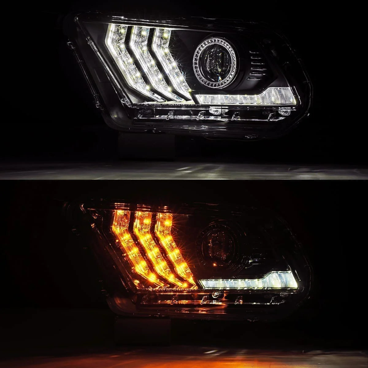 10-12 Ford Mustang LUXX-Series LED Projector Headlights in Black - Apollo Off-Road