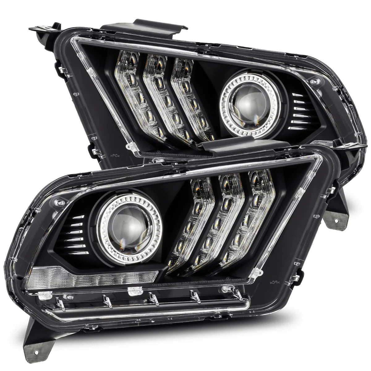 10-12 Ford Mustang LUXX-Series LED Projector Headlights in Black - Apollo Off-Road