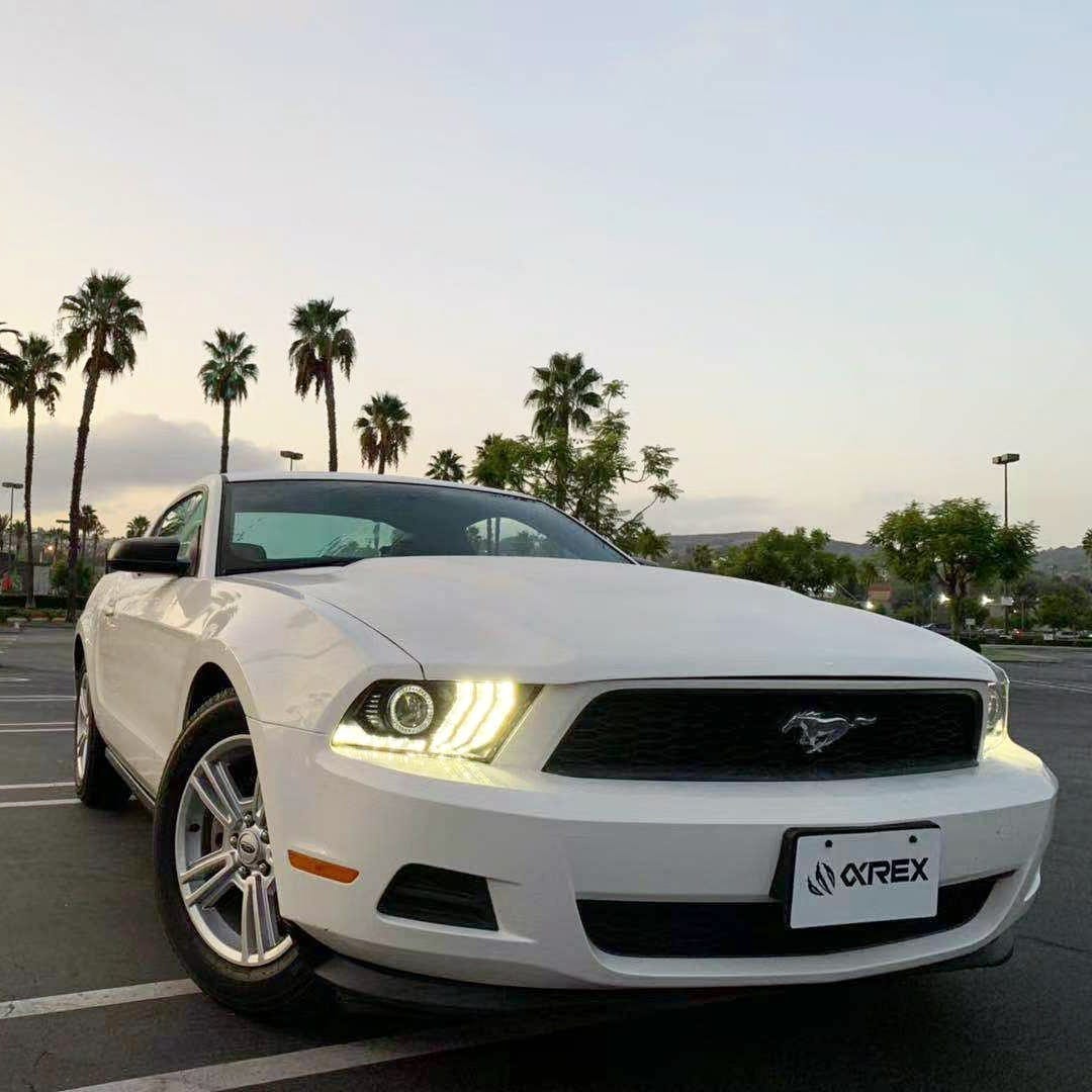 10-12 Ford Mustang LUXX-Series LED Projector Headlights in Black - Apollo Off-Road