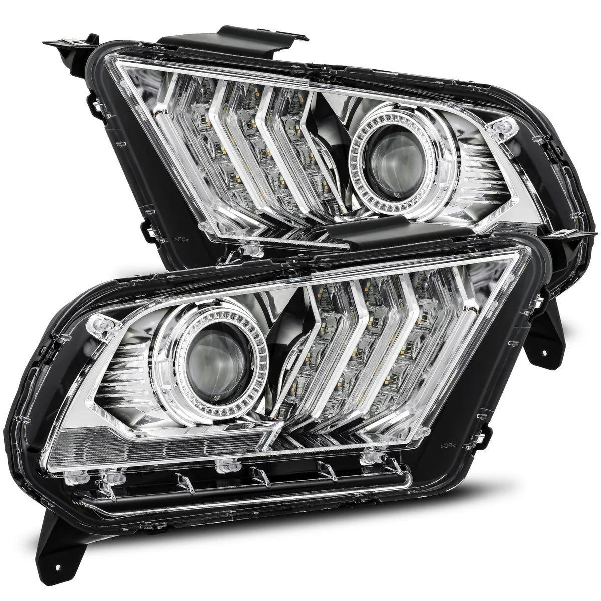 10-12 Ford Mustang LUXX-Series LED Projector Headlights in Chrome - Apollo Off-Road