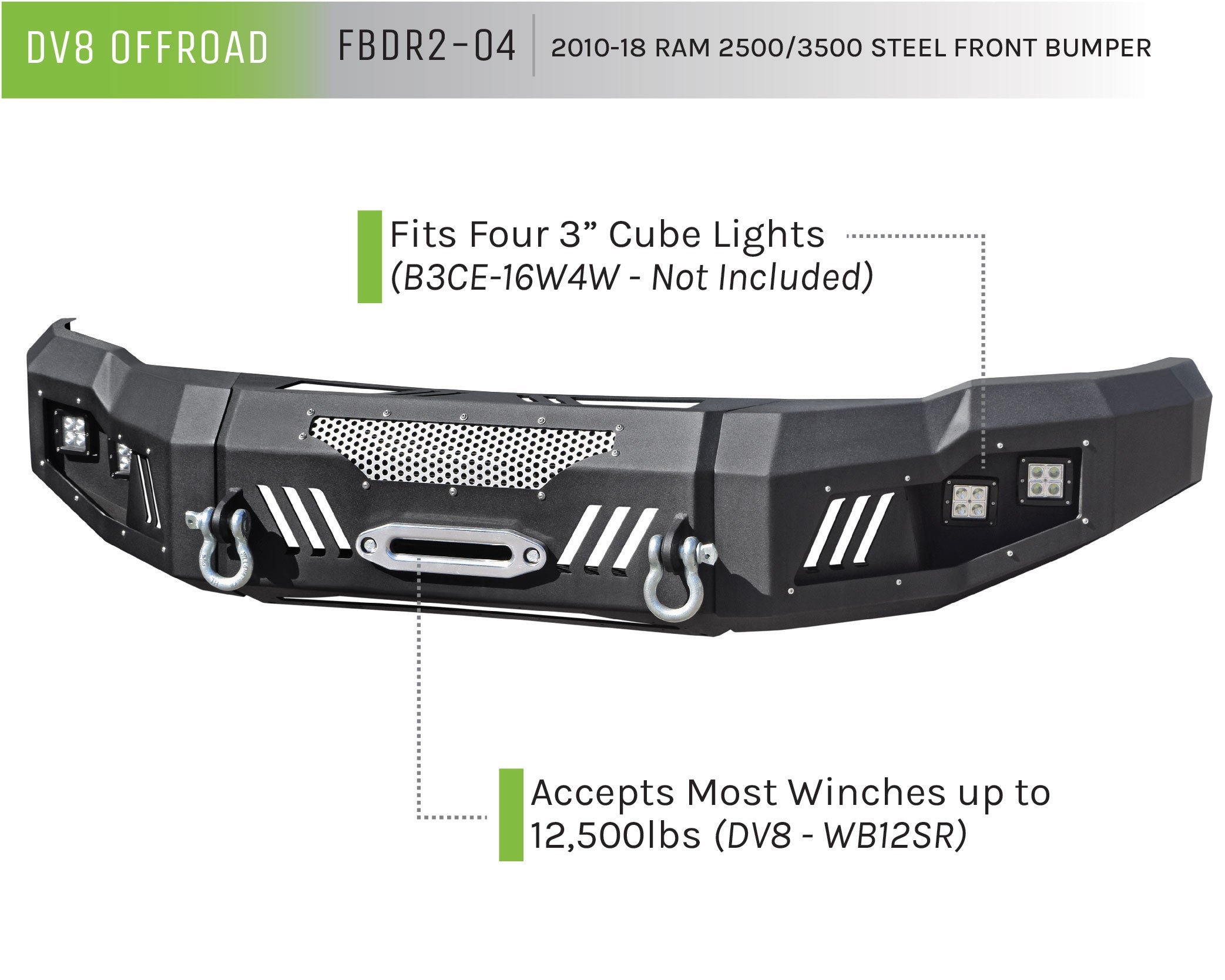 10-18 RAM 2500/3500 Truck Front Full Size Bumper - Apollo Off-Road