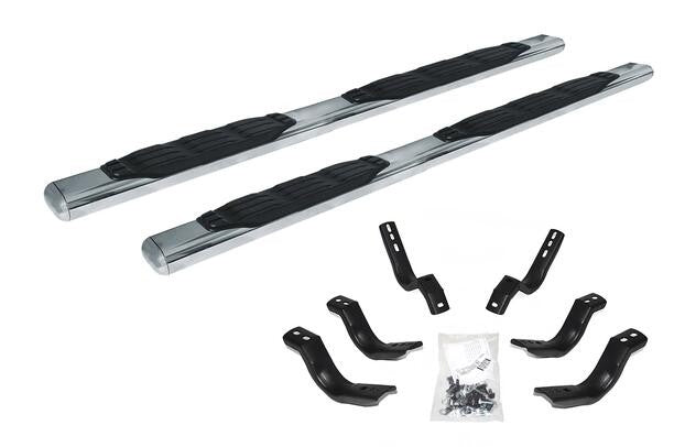 5 Inch 1000 Series Side Steps with Mounting Brackets Kit Polished Stainless Steel 2007-2021 Toyota Tundra Extended Cab Go Rhino
