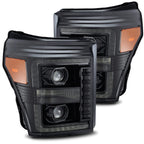 11-16 Ford F-250/350/450/550 Super Duty PRO-Series Halogen Projector Headlights Alpha-Black - Apollo Off-Road