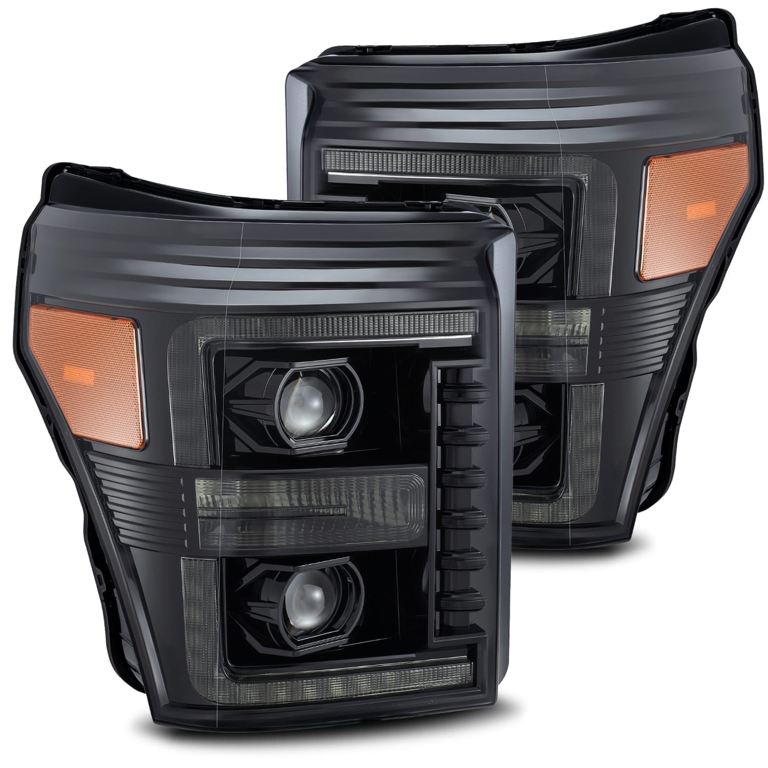 11-16 Ford F-250/350/450/550 Super Duty PRO-Series Halogen Projector Headlights Alpha-Black - Apollo Off-Road