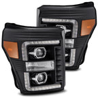 11-16 Ford F-250/350/450/550 Super Duty PRO-Series Halogen Projector Headlights Black - Apollo Off-Road
