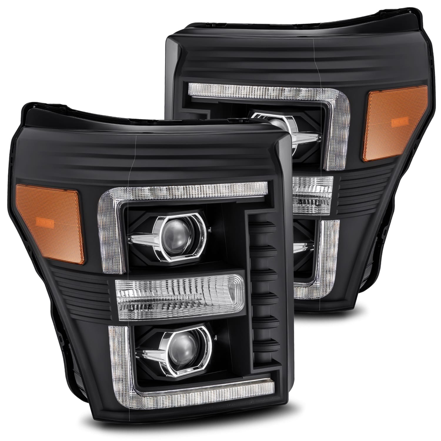 11-16 Ford F-250/350/450/550 Super Duty PRO-Series Halogen Projector Headlights Black - Apollo Off-Road