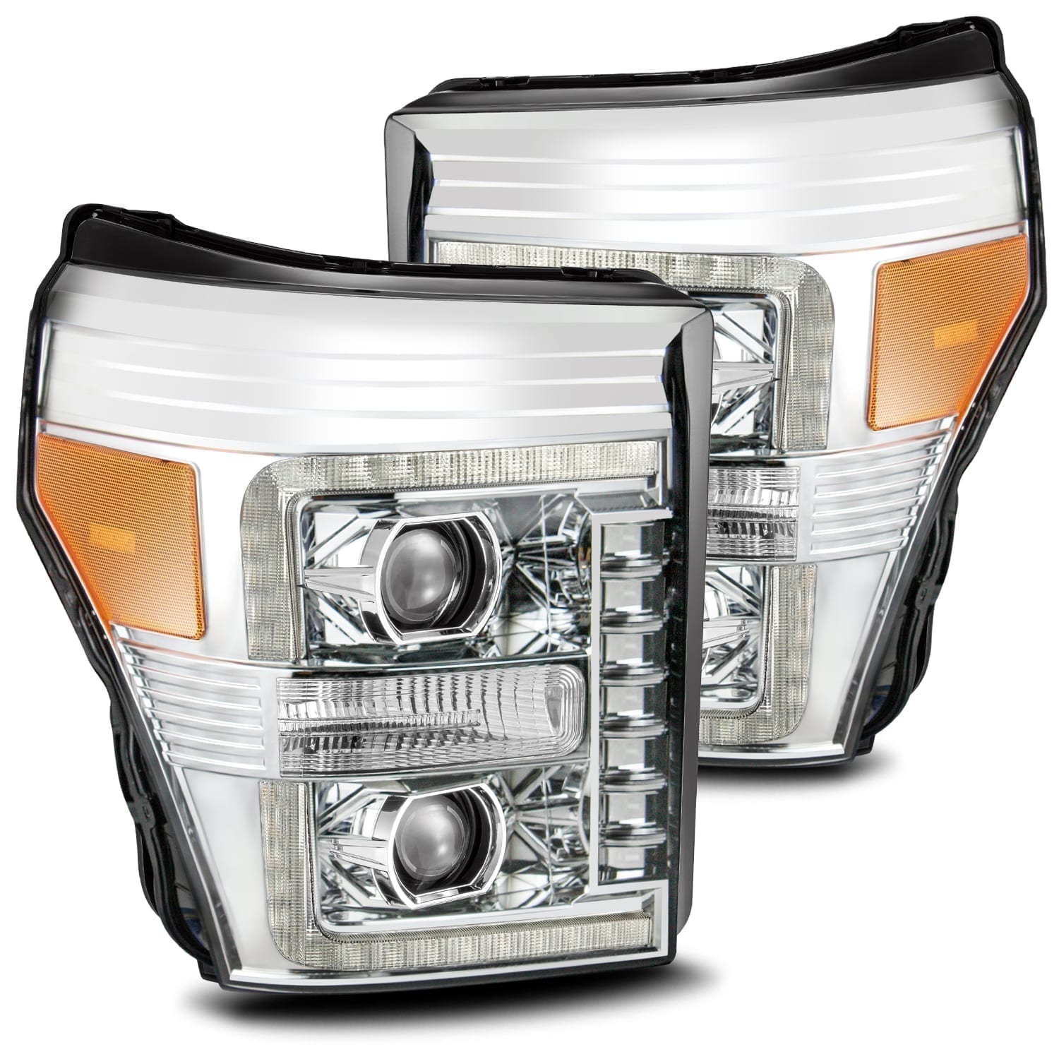11-16 Ford F-250/350/450/550 Super Duty PRO-Series Halogen Projector Headlights Chrome - Apollo Off-Road