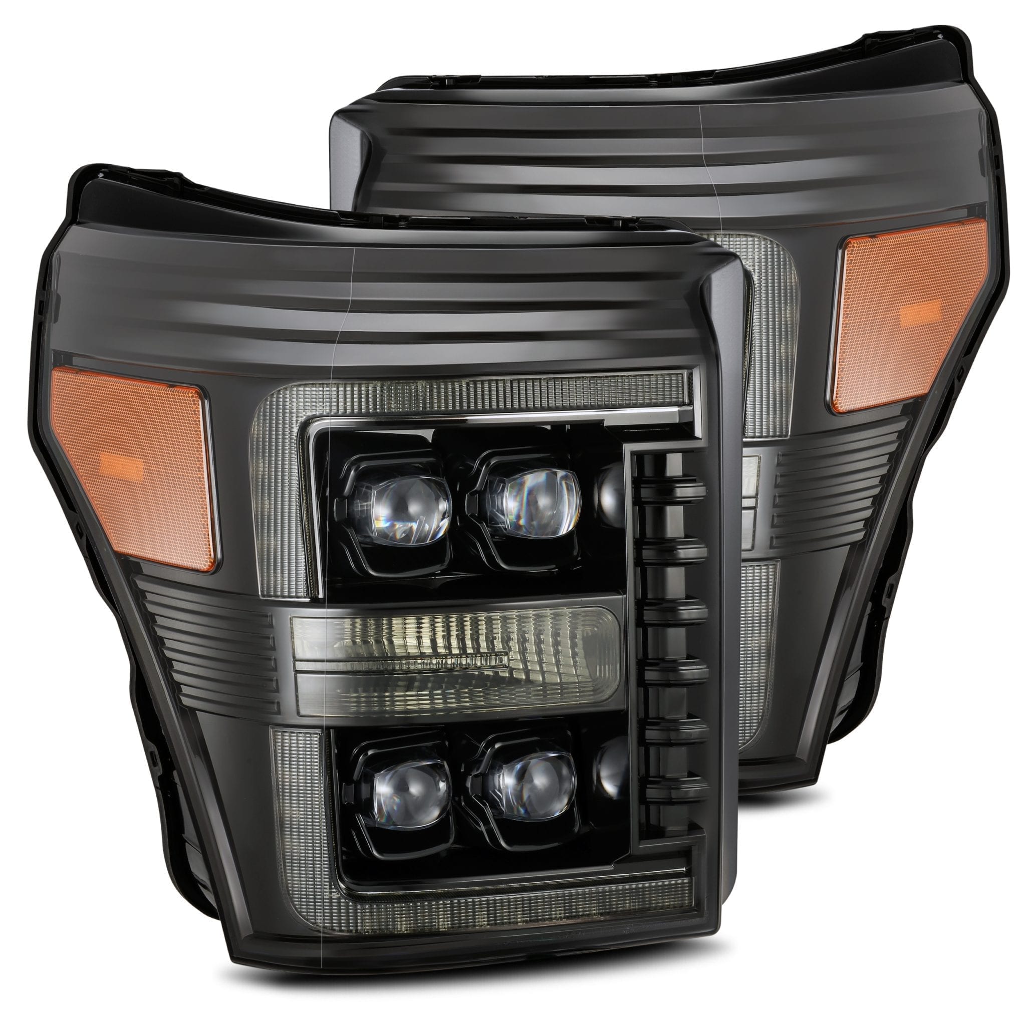 11-16 Ford SuperDuty NOVA-Series LED Projector Headlights in Alpha- Black - Apollo Off-Road