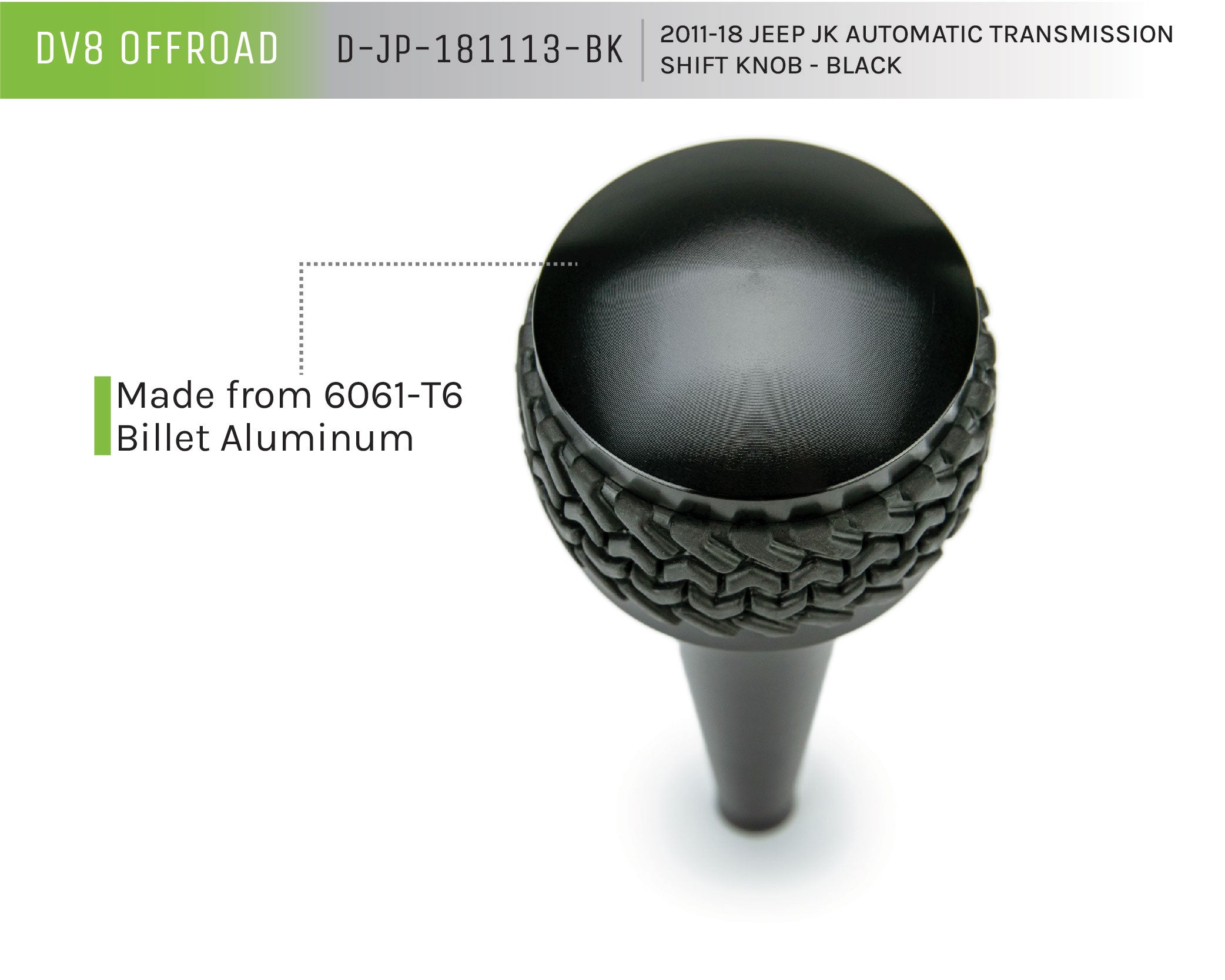 11-18 Jeep JK Auto Trans Shift Knob; Black - Apollo Off-Road