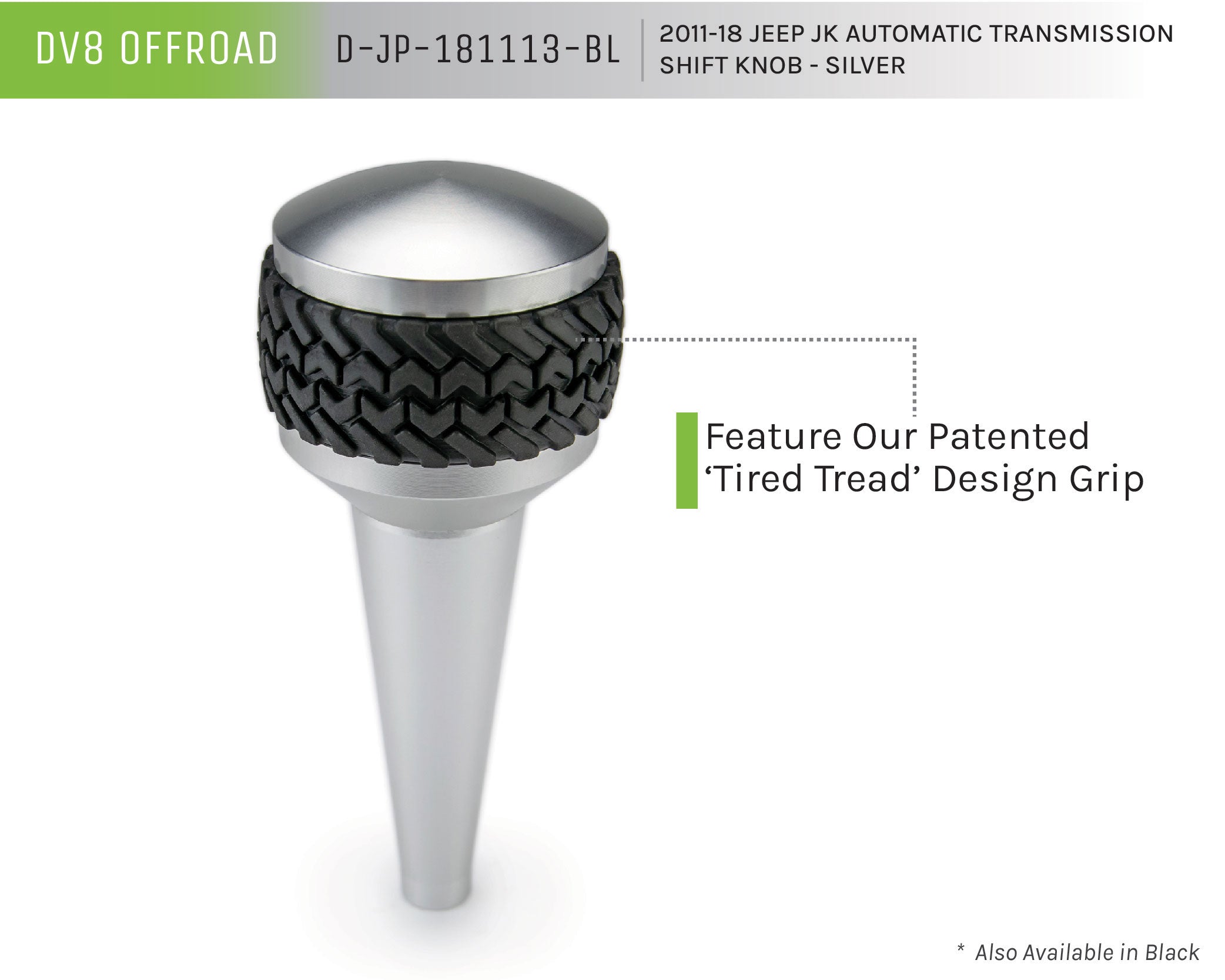 11-18 Jeep JK Auto Trans Shift Knob; Silver - Apollo Off-Road