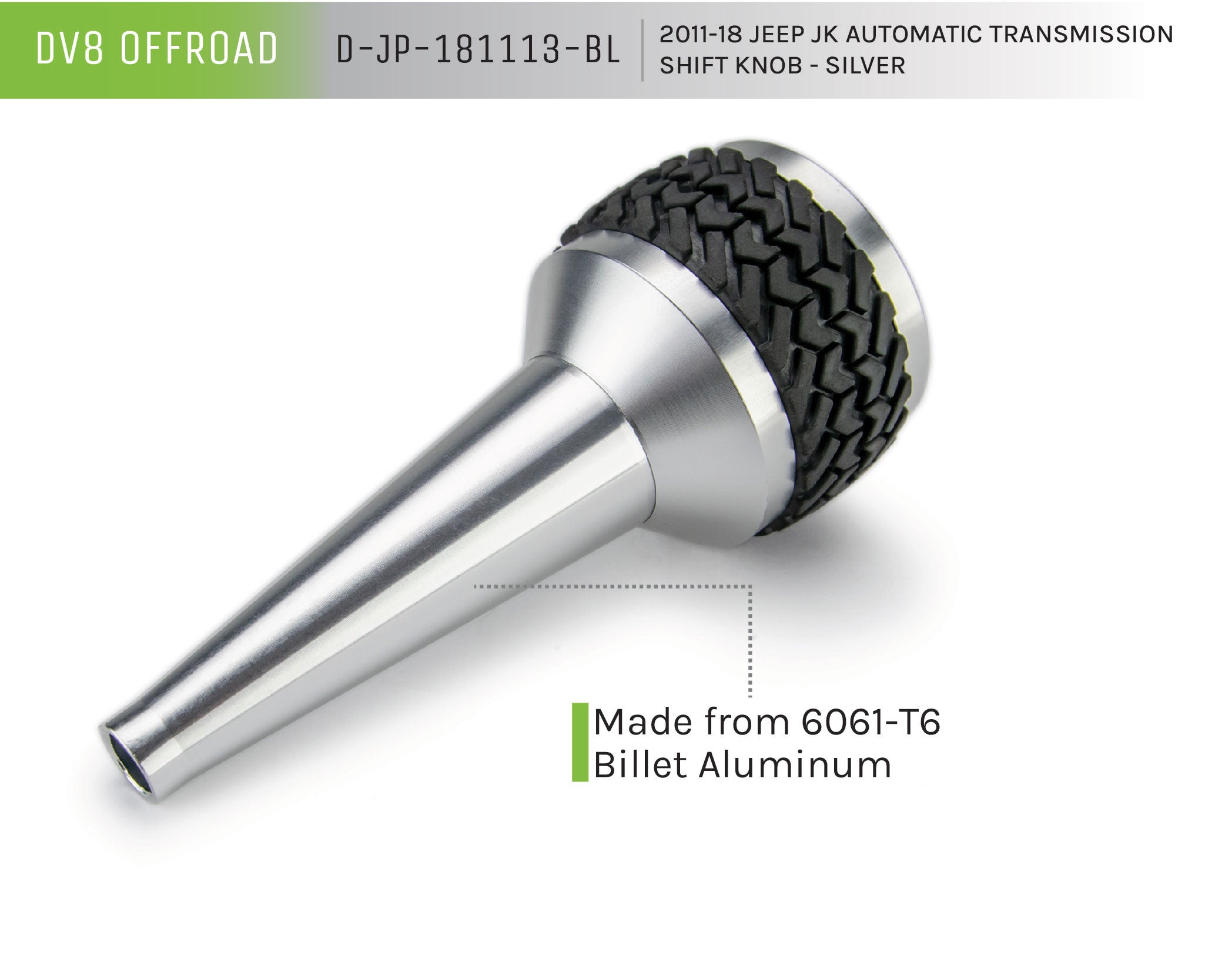 11-18 Jeep JK Auto Trans Shift Knob; Silver - Apollo Off-Road