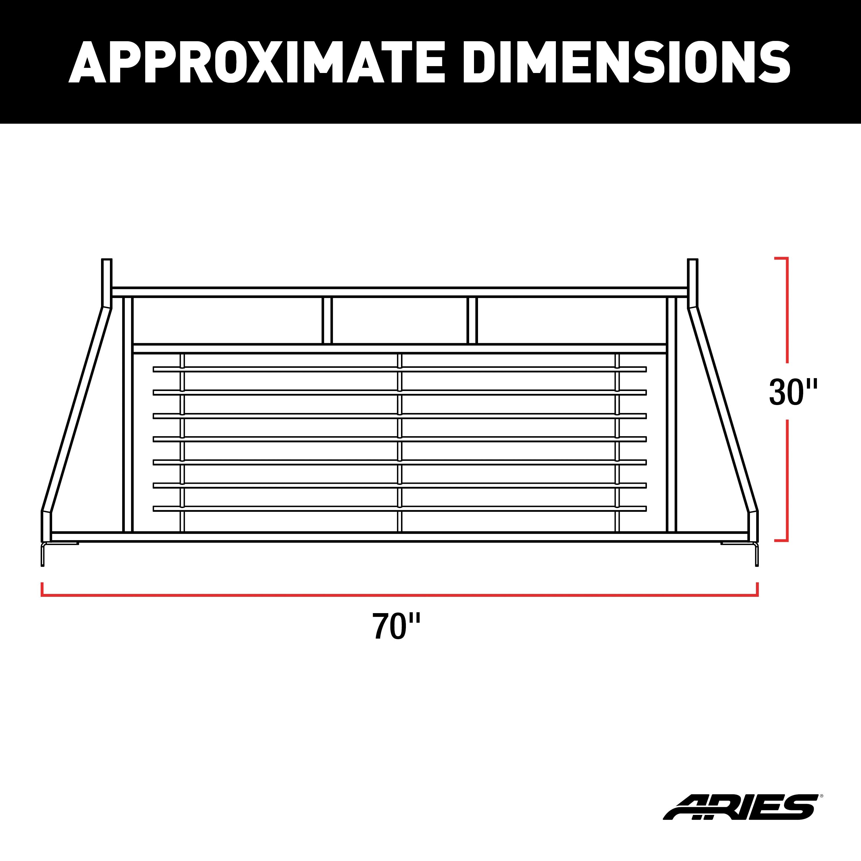 ARIES Classic Black Steel Headache Rack, 1999-2016 Ford F-250/F-350 Super Duty, 2008-2016 Ford F-450 Super Duty
