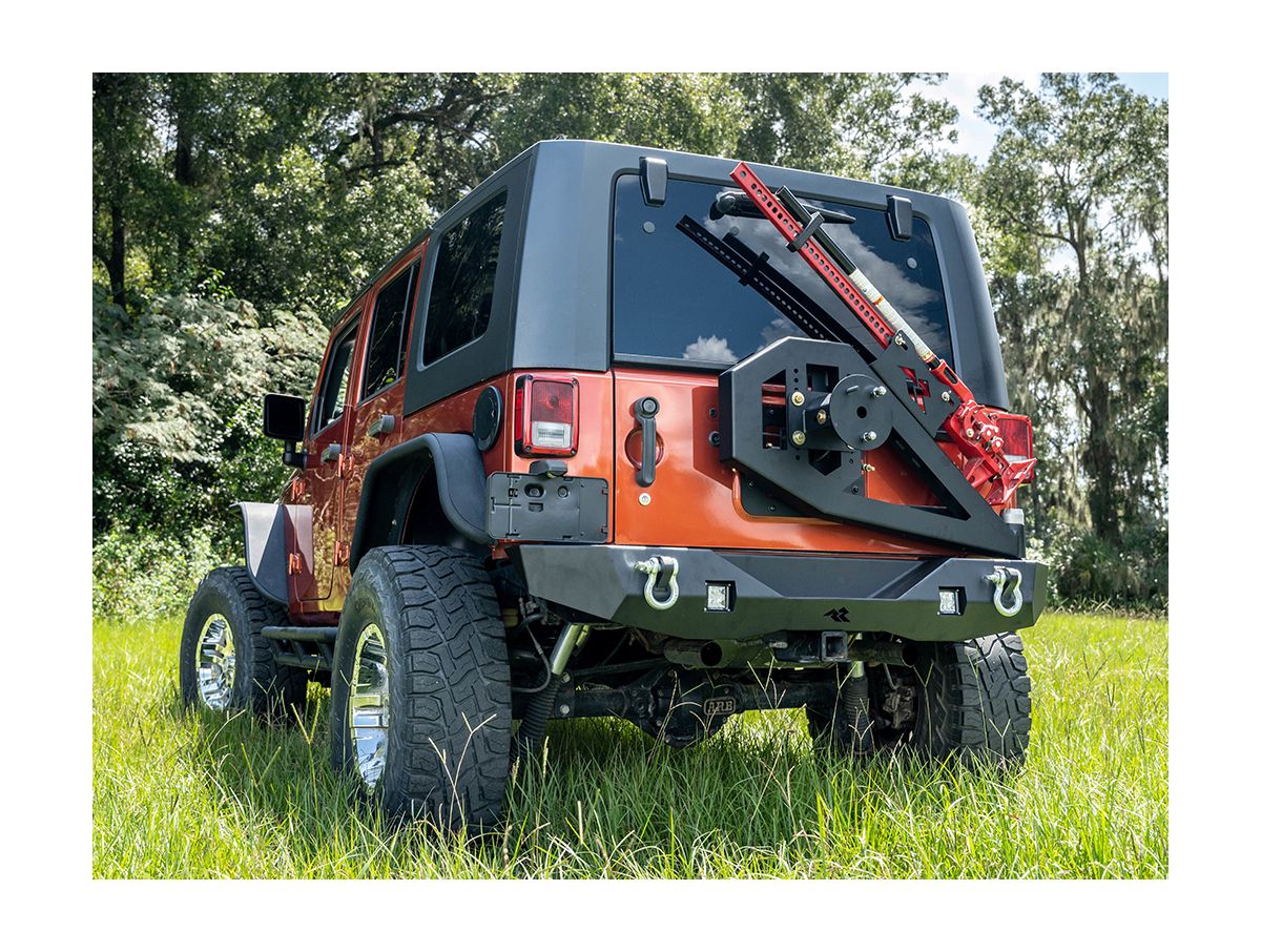 XOR Bumper Rr W/Tire Carrier Black Jeep Rugged Ridge