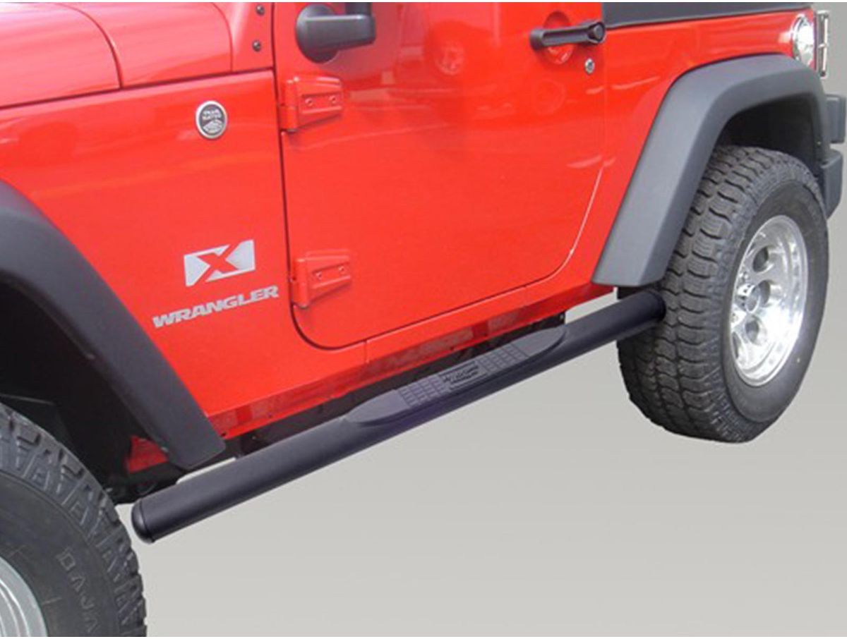 Side Step 4 Inch Oval Black 18-Present Wrangler Unlimited JLU 4 Door Rugged Ridge