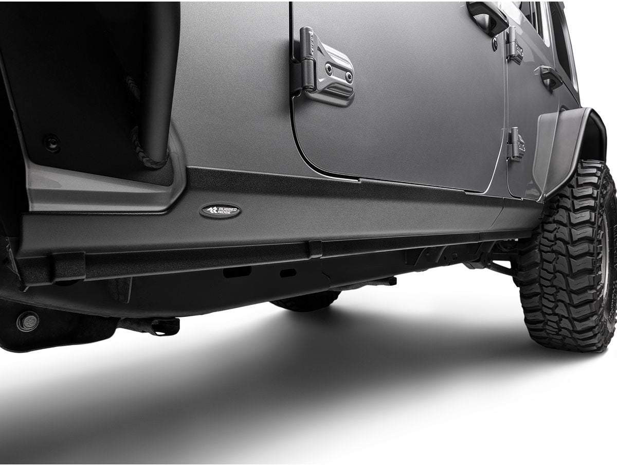 Rocker Guard Body Armor Black 18-Present Jeep Wrangler JL 4 Door Rugged Ridge