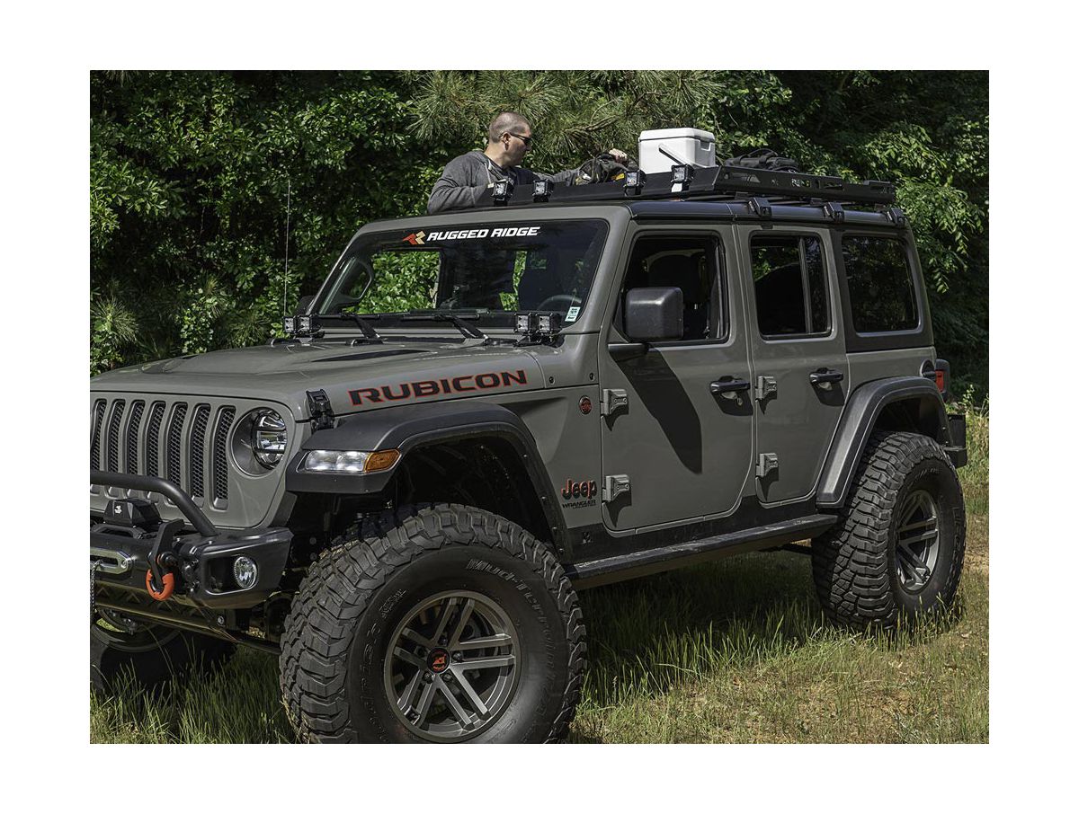 Roof Rack with Basket 18-Present Jeep Wrangler Jl 4-Door Hardtops Rugged Ridge