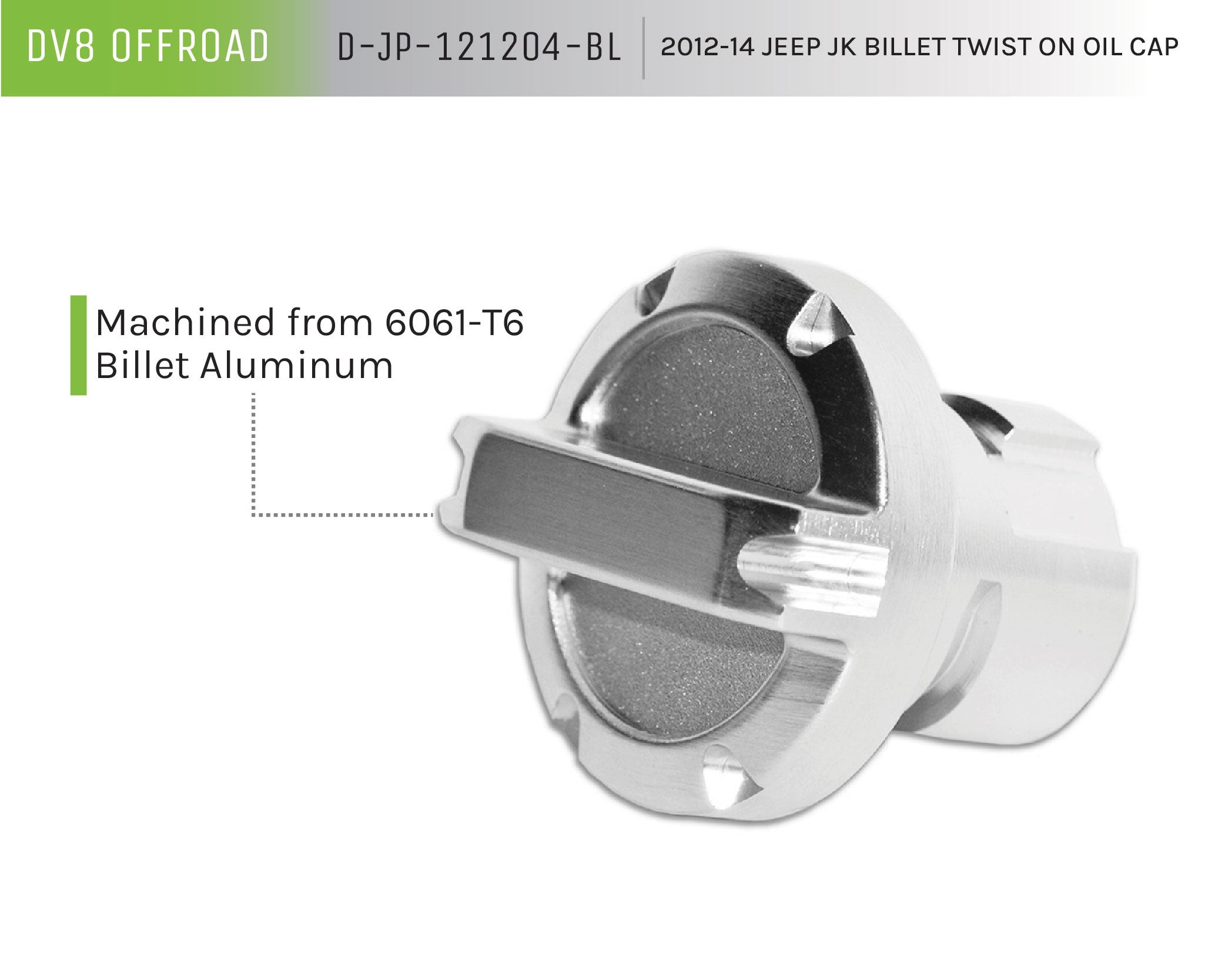 12-18 Jeep JK Twist On Oil Cap; Billet - Apollo Off-Road