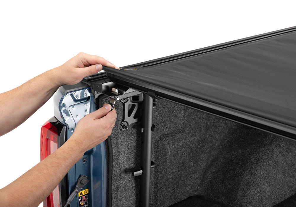 Pro X15 TS Tonneau Cover Black 2007-2021 Toyota Tundra 8 Foot Bed with Deck Rail System Truxedo