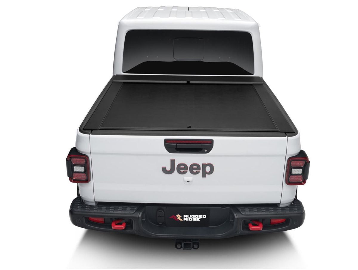 Armis Retractable Locking Bed Covr W/Trail Rails 20-Present Jeep Gladiator JT Rugged Ridge
