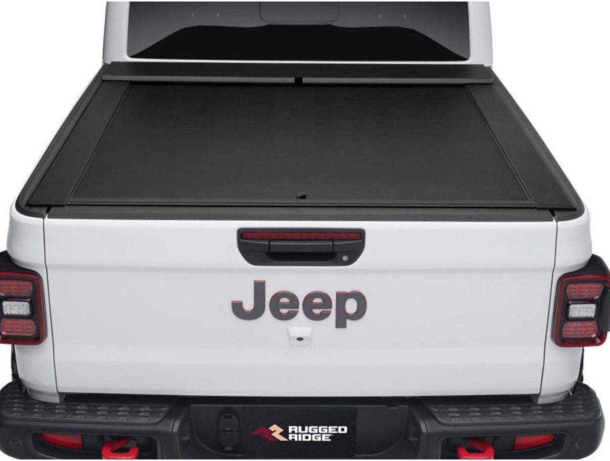Armis Retractable Locking Bed Covr W/Trail Rails 20-Present Jeep Gladiator JT Rugged Ridge