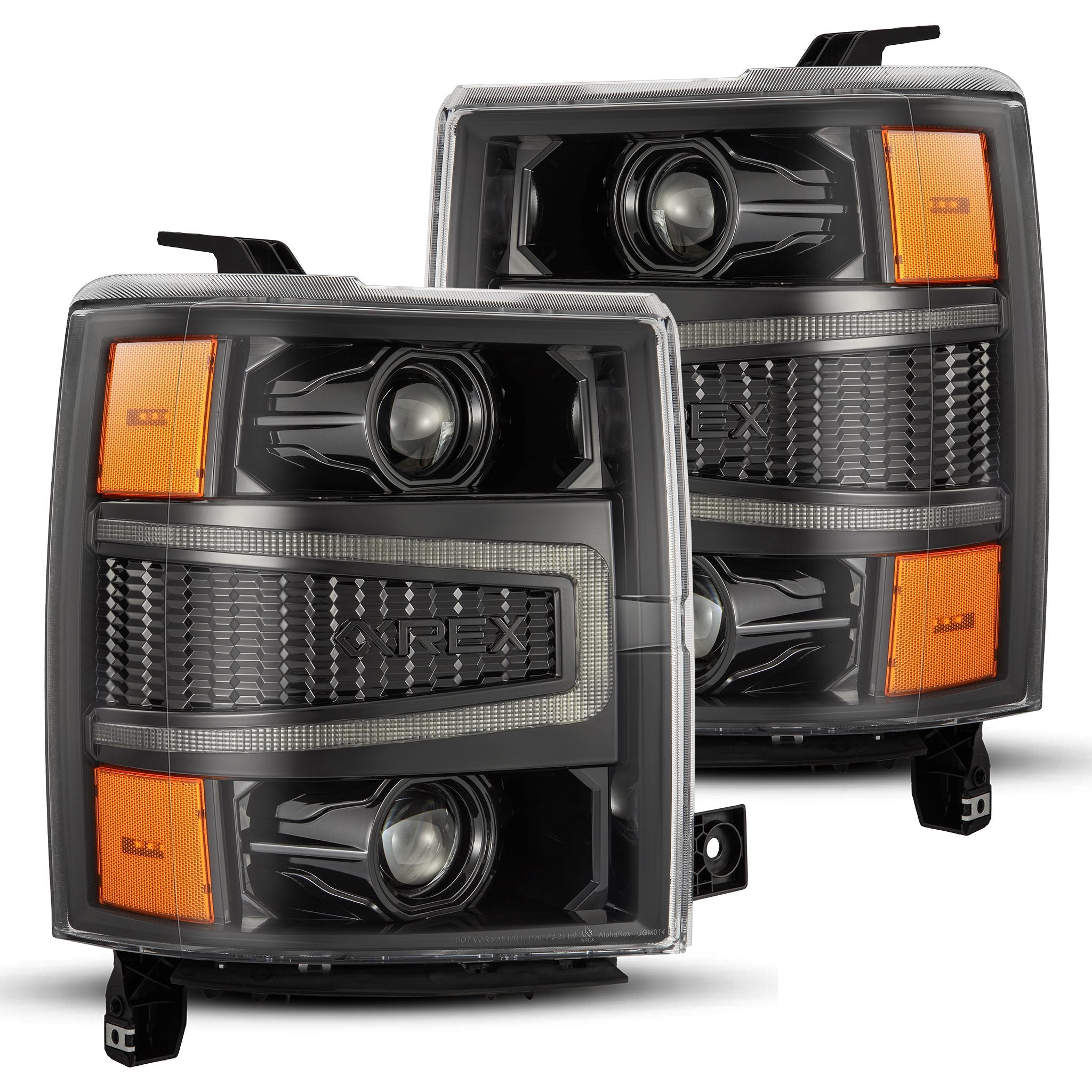 14-15 Chevrolet Silverado LUXX-Series Projector Headlights Alpha-Black - Apollo Off-Road
