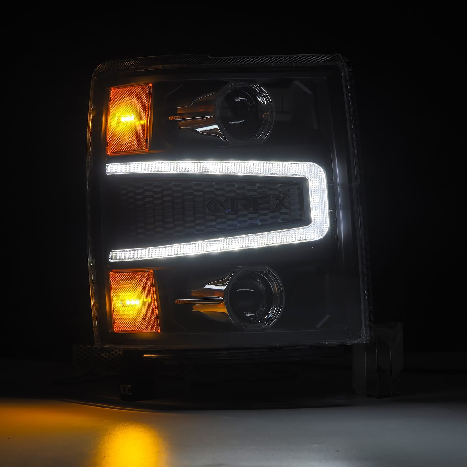 14-15 Chevrolet Silverado LUXX-Series Projector Headlights Alpha-Black - Apollo Off-Road