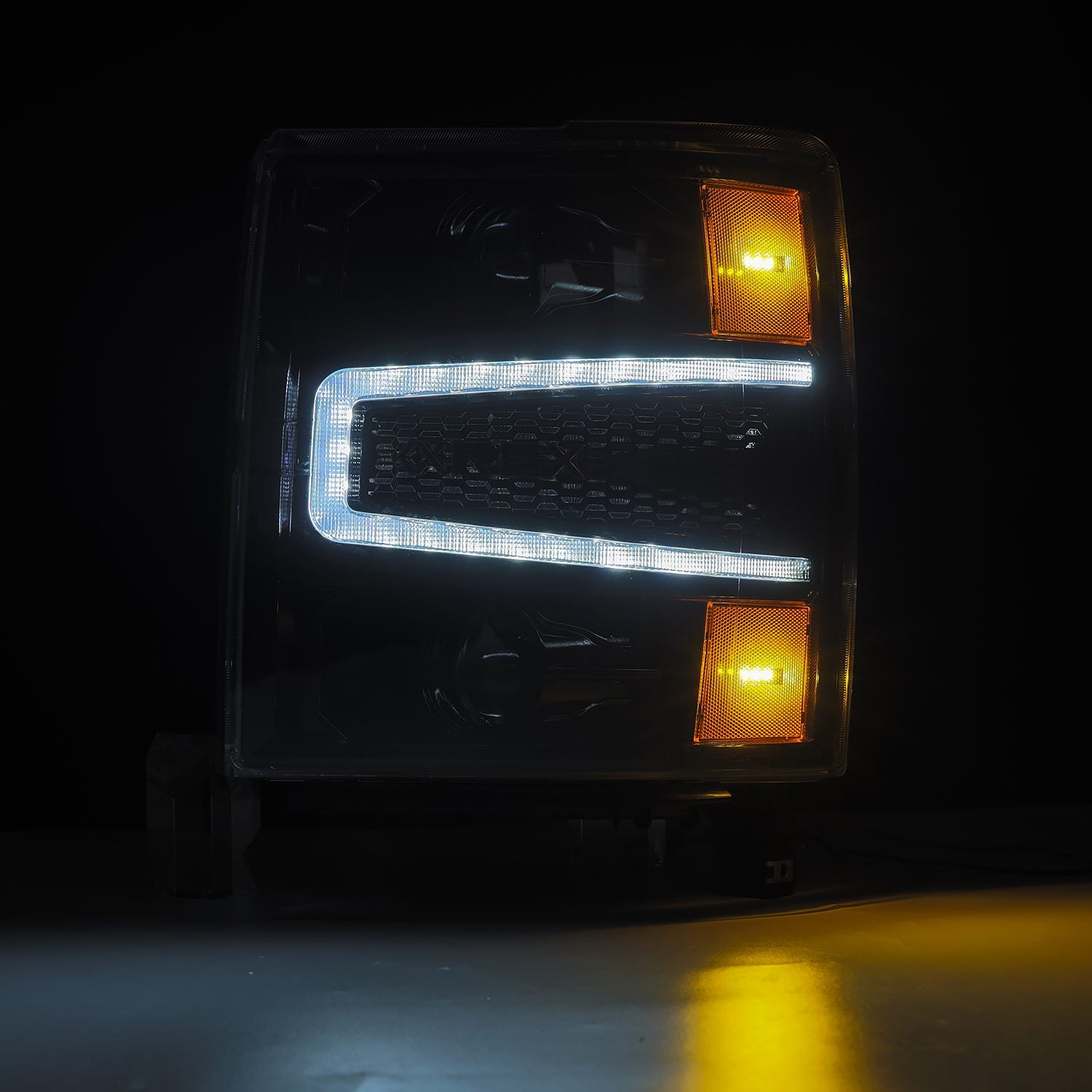 14-15 Chevrolet Silverado LUXX-Series Projector Headlights Alpha-Black - Apollo Off-Road