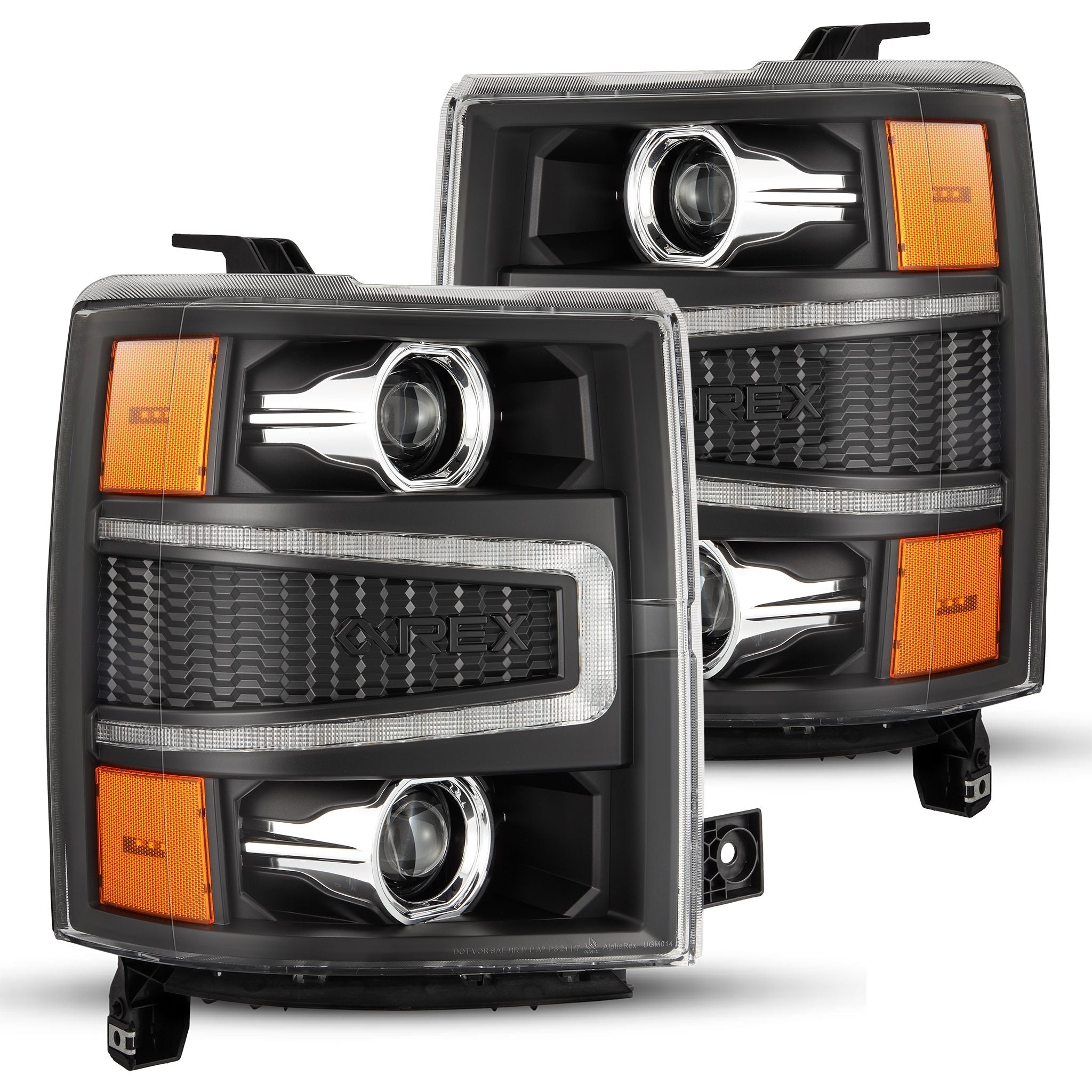 14-15 Chevrolet Silverado LUXX-Series Projector Headlights Alpha-Black - Apollo Off-Road