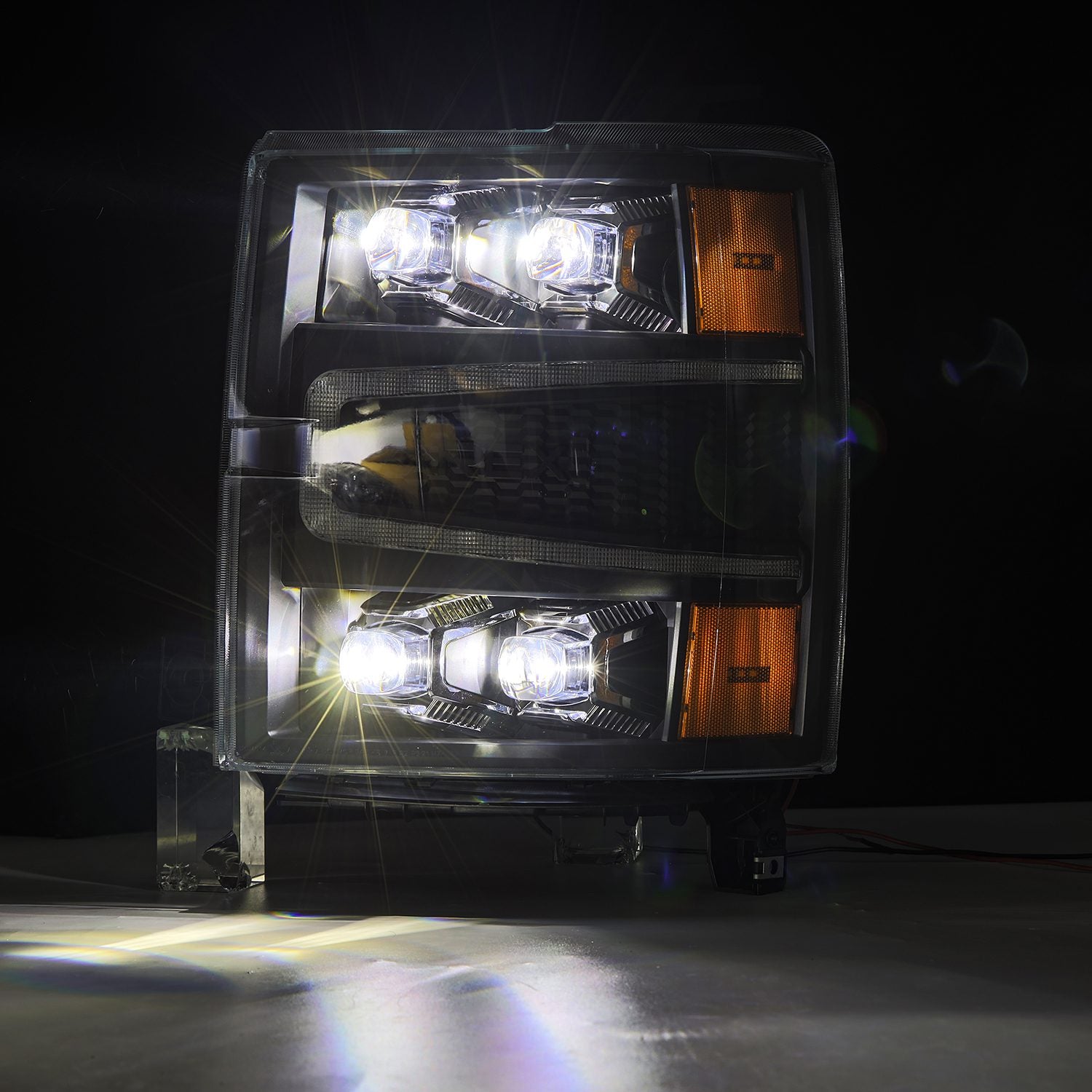 14-15 Chevrolet Silverado NOVA-Series LED Projector Headlights in Black - Apollo Off-Road