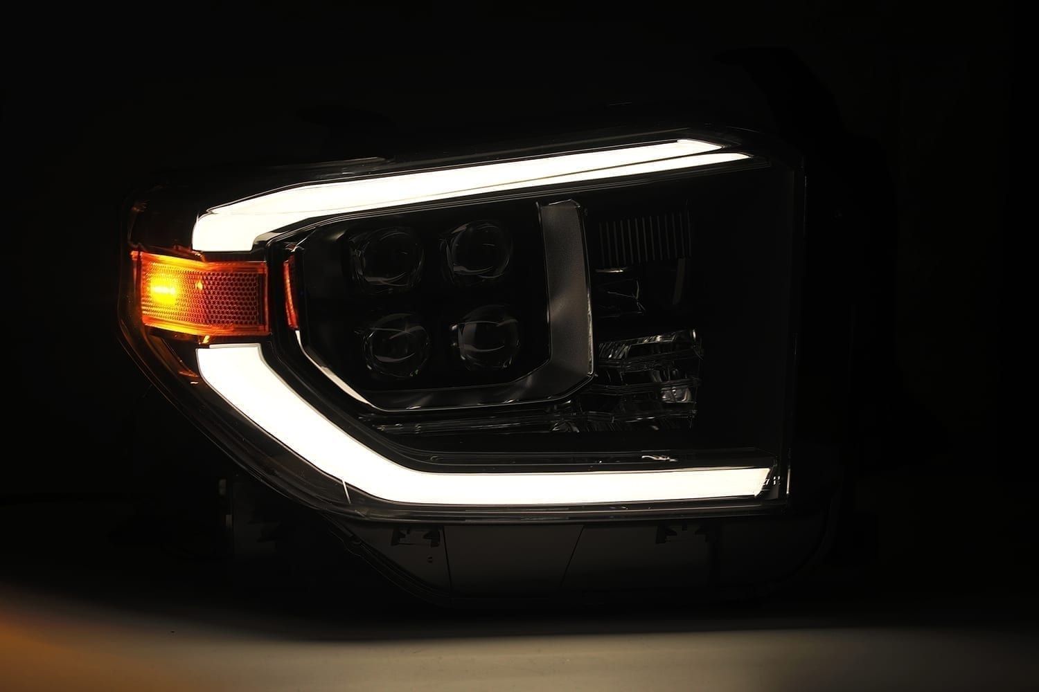 14-20 Toyota Tundra NOVA-Series LED Projector Headlights Plank Style Design Midnight Black - Apollo Off-Road