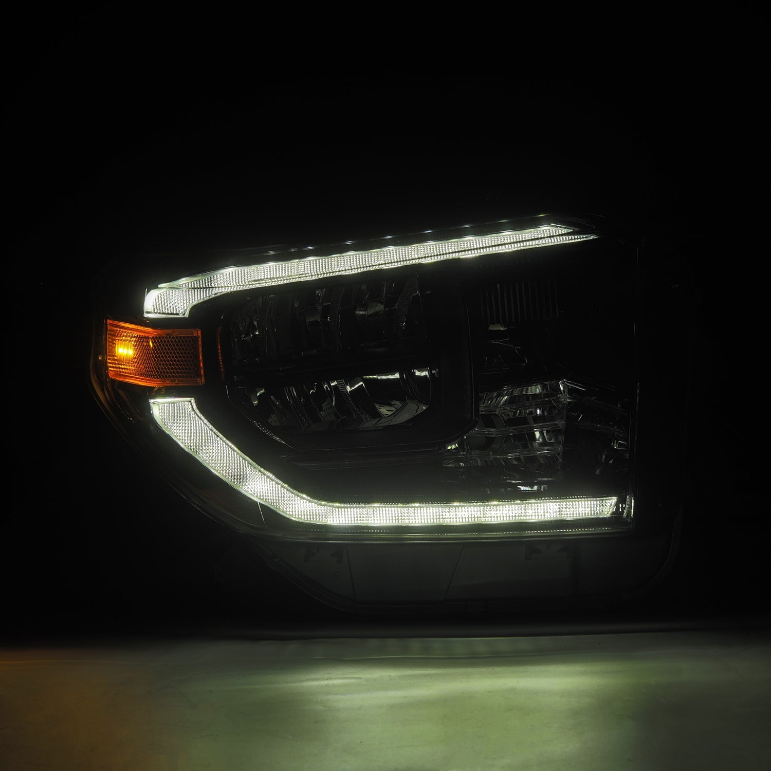14-21 Toyota Tundra MK II LUXX-Series LED Crystal Headlights Alpha-Black - Apollo Off-Road