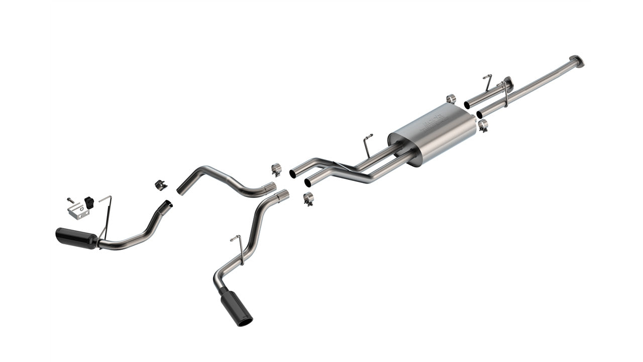 2009-2021 Toyota Tundra 4.6L/5.7L V8 Cat-Back Exhaust System, Touring, Black Chrome Tips
