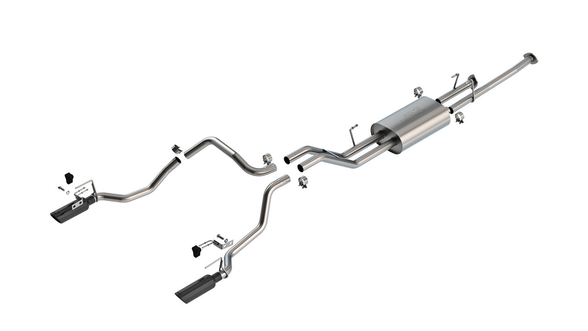 2009-2013 Toyota Tundra 4.6L/5.7L V8 Cat-Back Exhaust System, Touring, Black Chrome Tips