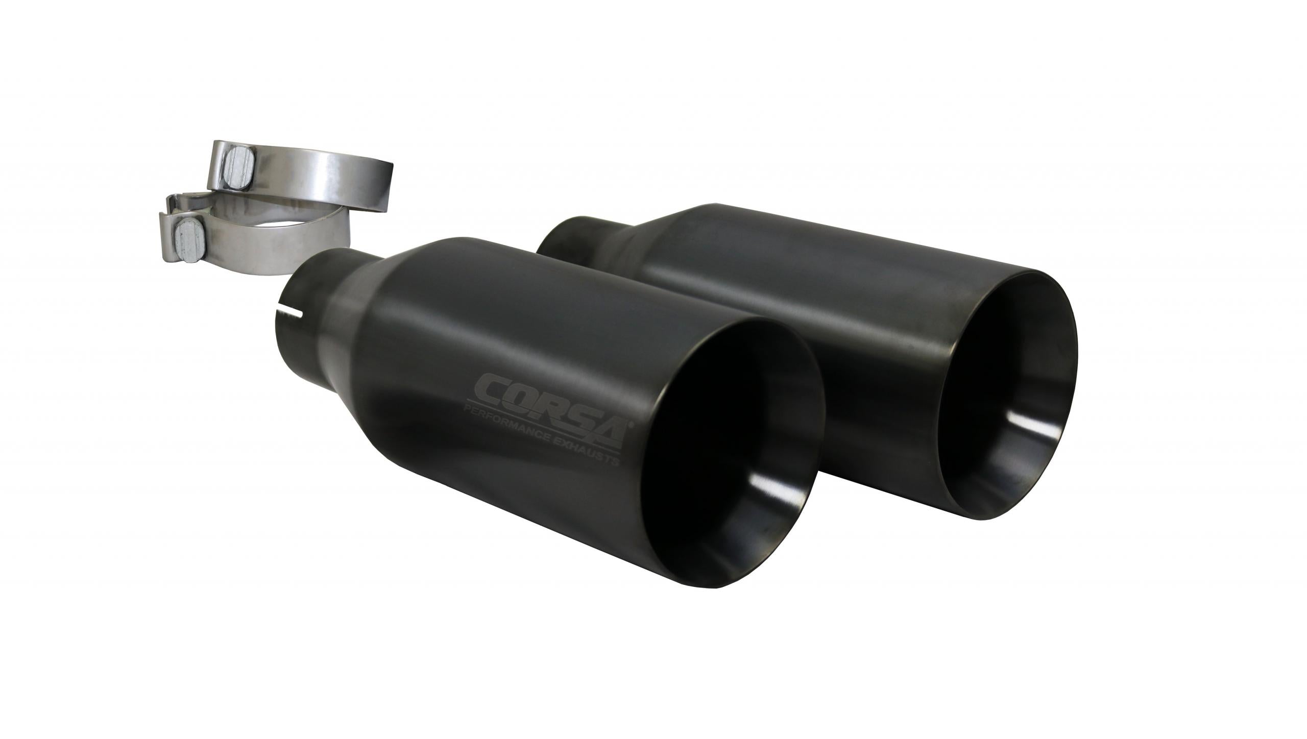 Two Single 5 Inch Matte Black Pro-Series Tips Clamps Included Stainless Steel Corsa Performance